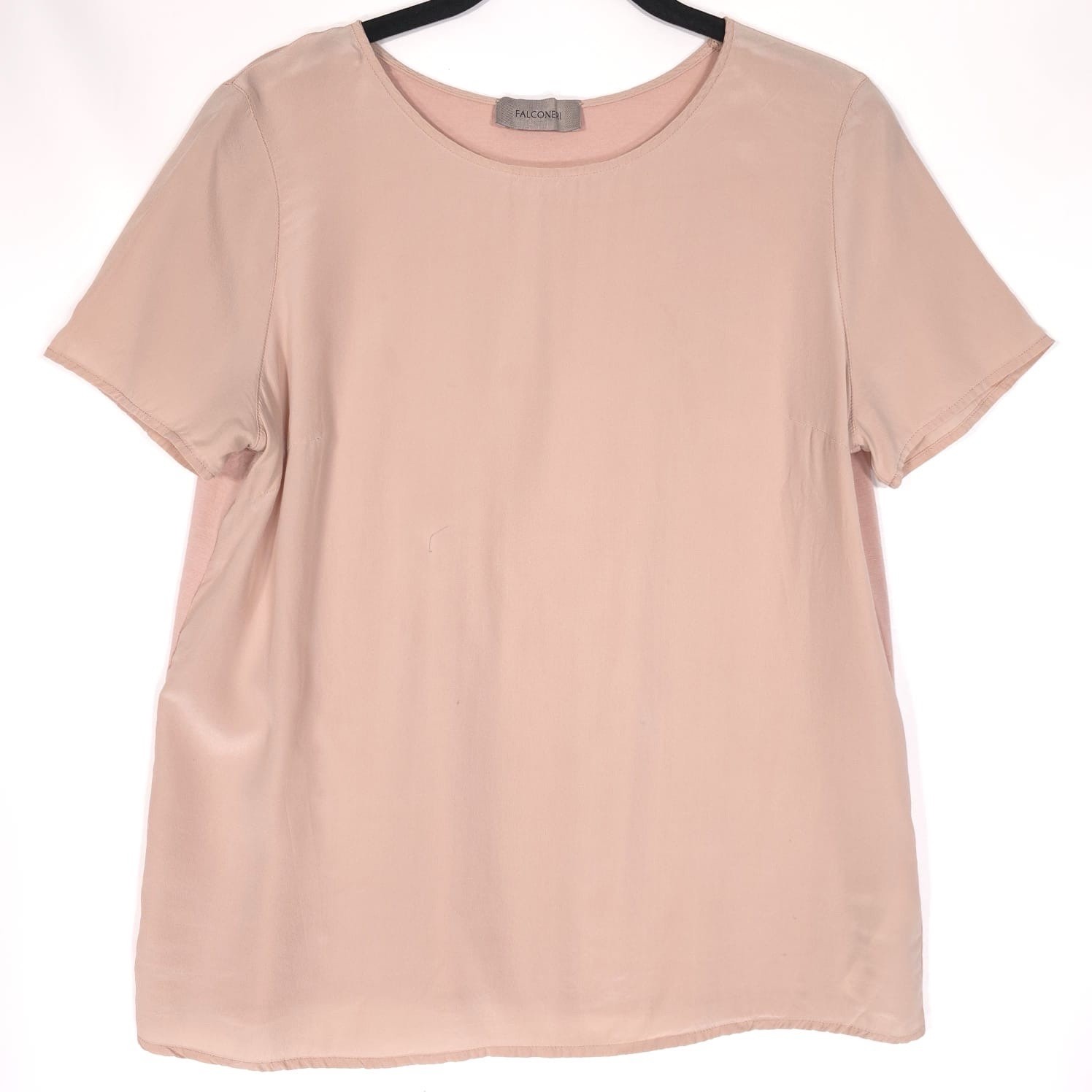 FALCONERI Women’s 100% SILK Top Short Sleeve BULGARIA🇧🇬MADE Light Pink MEDIUM