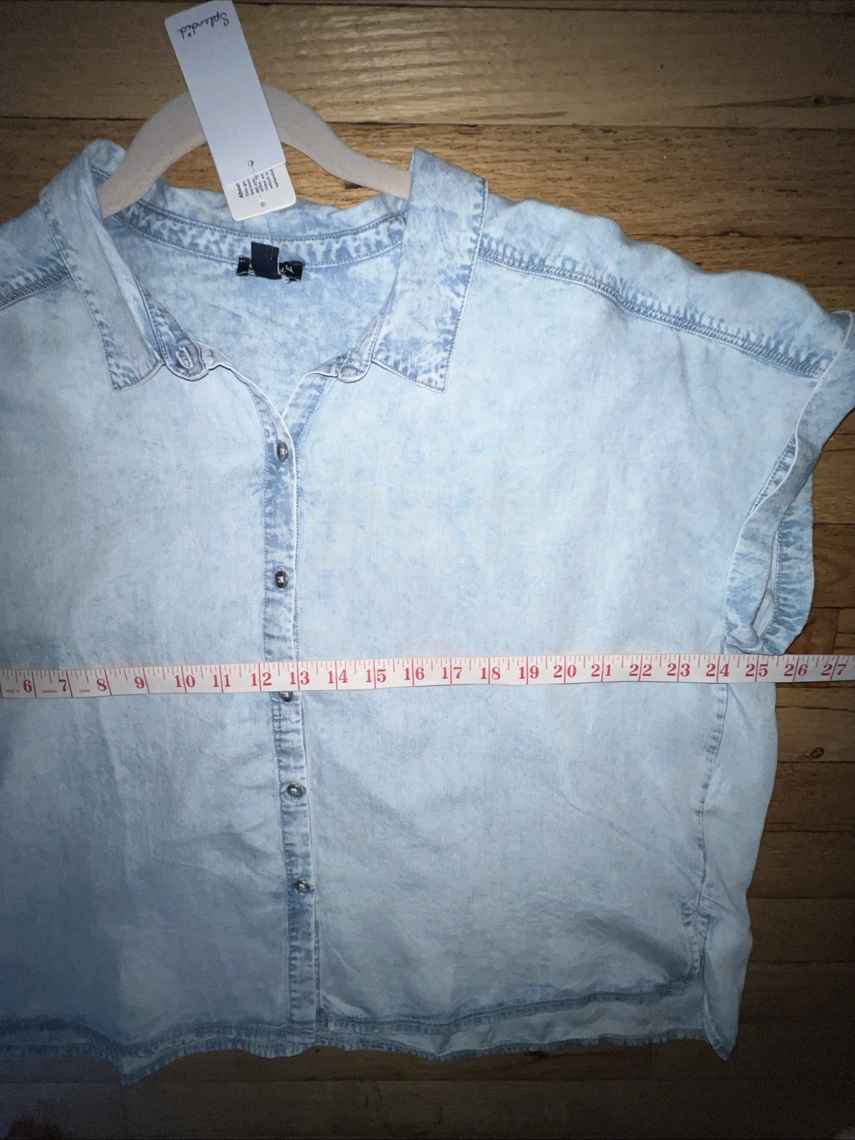 $138 NWT Splendid 100% Lyocell Button Down Blouse Light-Blue Womens LARGE
