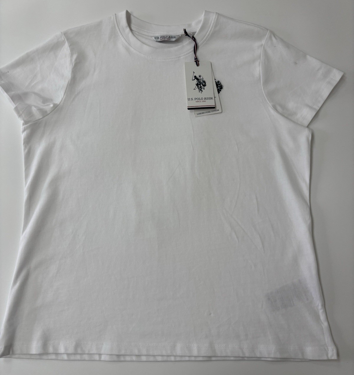U.S. Polo Assn Women’s White Cotton Logo T-Shirt Size M 12 Marked WUP0634
