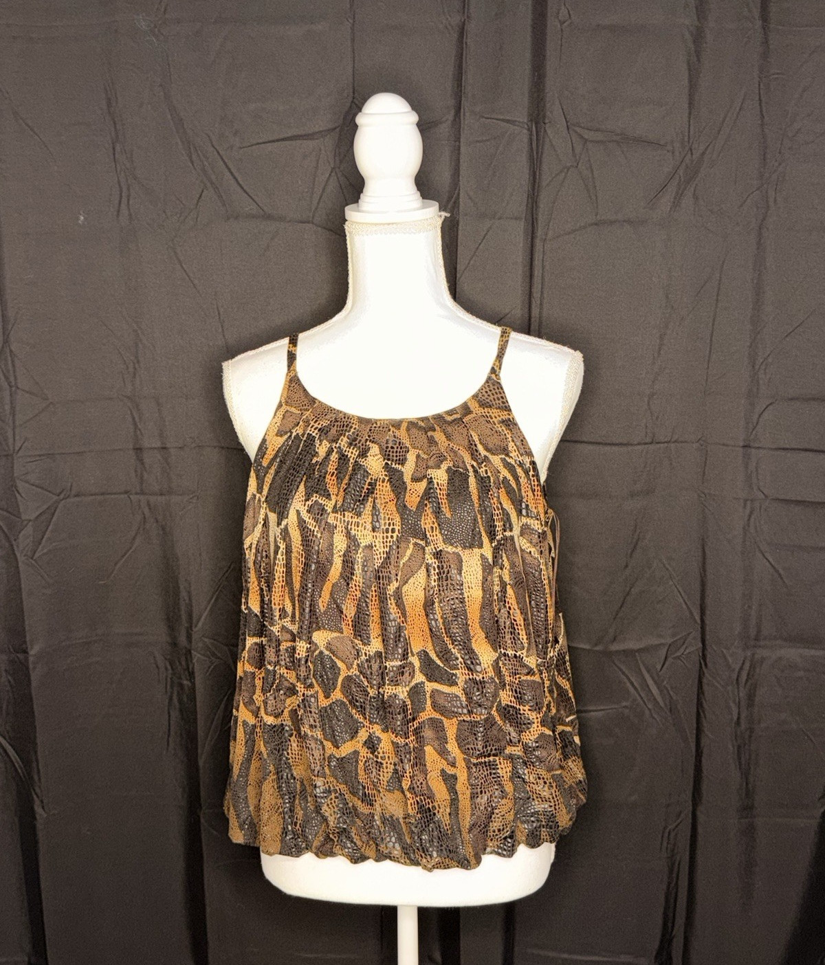 Express Animal Print Spaghetti Strap Chiffon Camisole Tank Top M Brown/Black