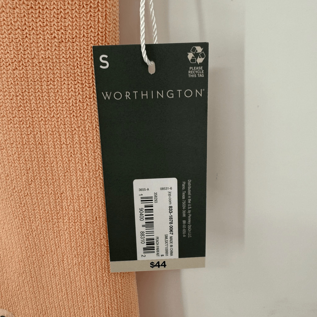 Worthington Knit Sleeveless Sweater Tank Peach Parfait Women Small Stretch NWT
