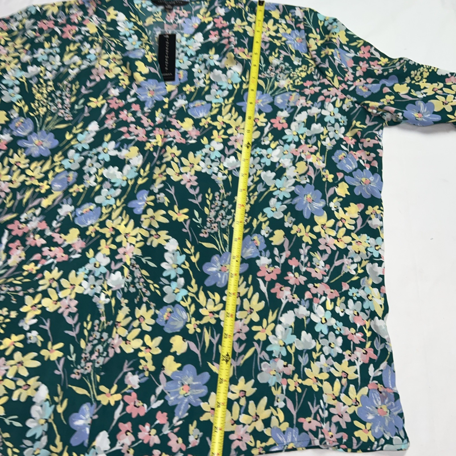 Investments Woman Tunic Plus Size 2X Blouse Shirt 3/4 Sleeve Caroline Green B35