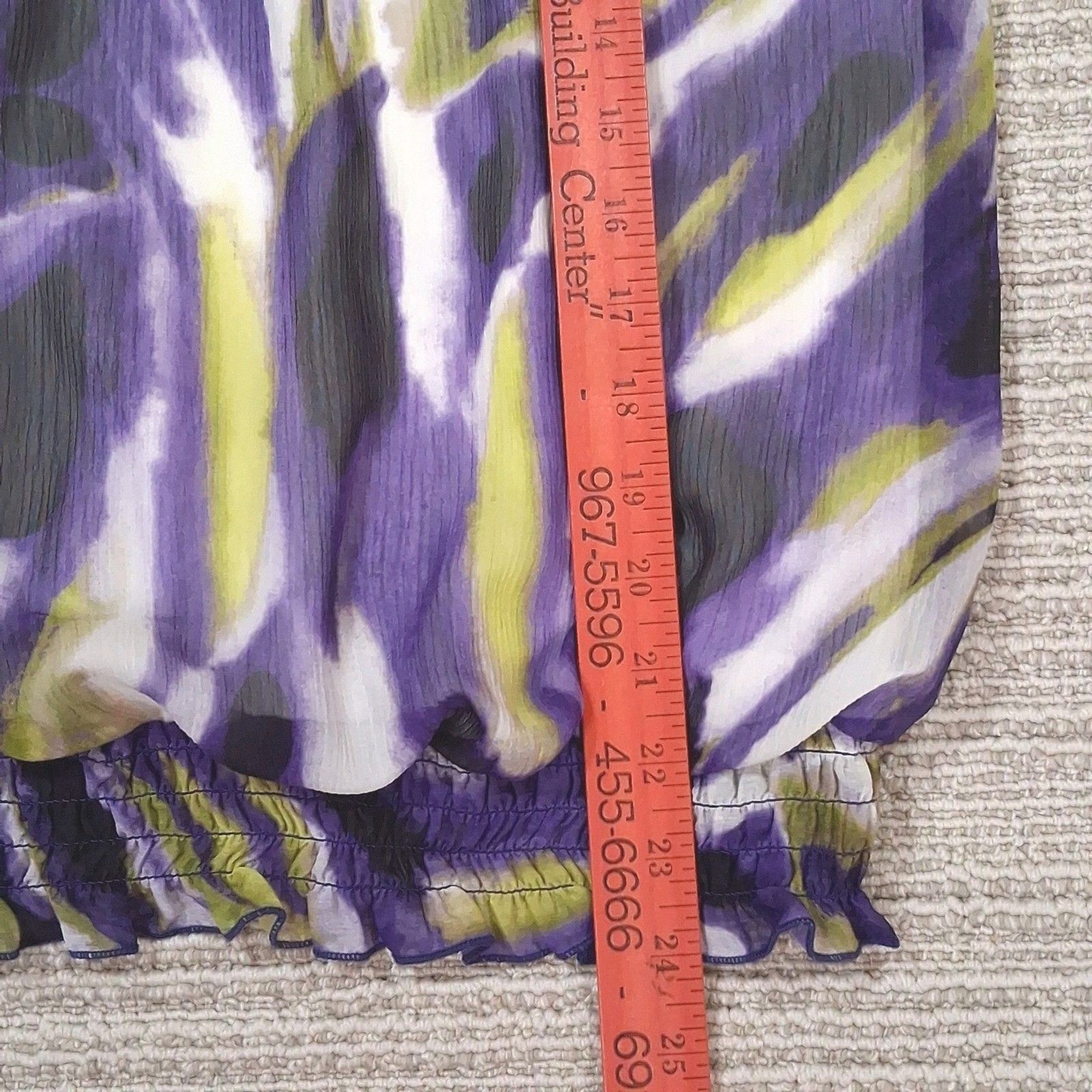 b wear byer california purple green abstract high neck smocked blouse medium y2k