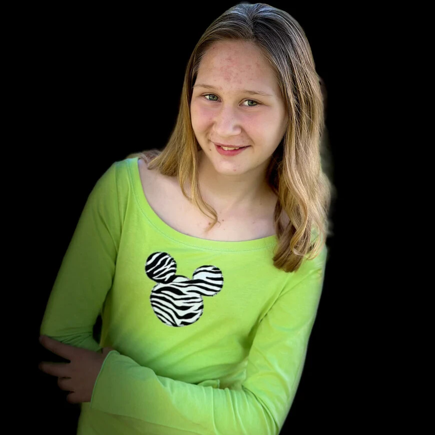 BonEful RTS NEW Boutique Large Lady Disney Mickey Mouse Zebra Head Top 1 T-Shirt