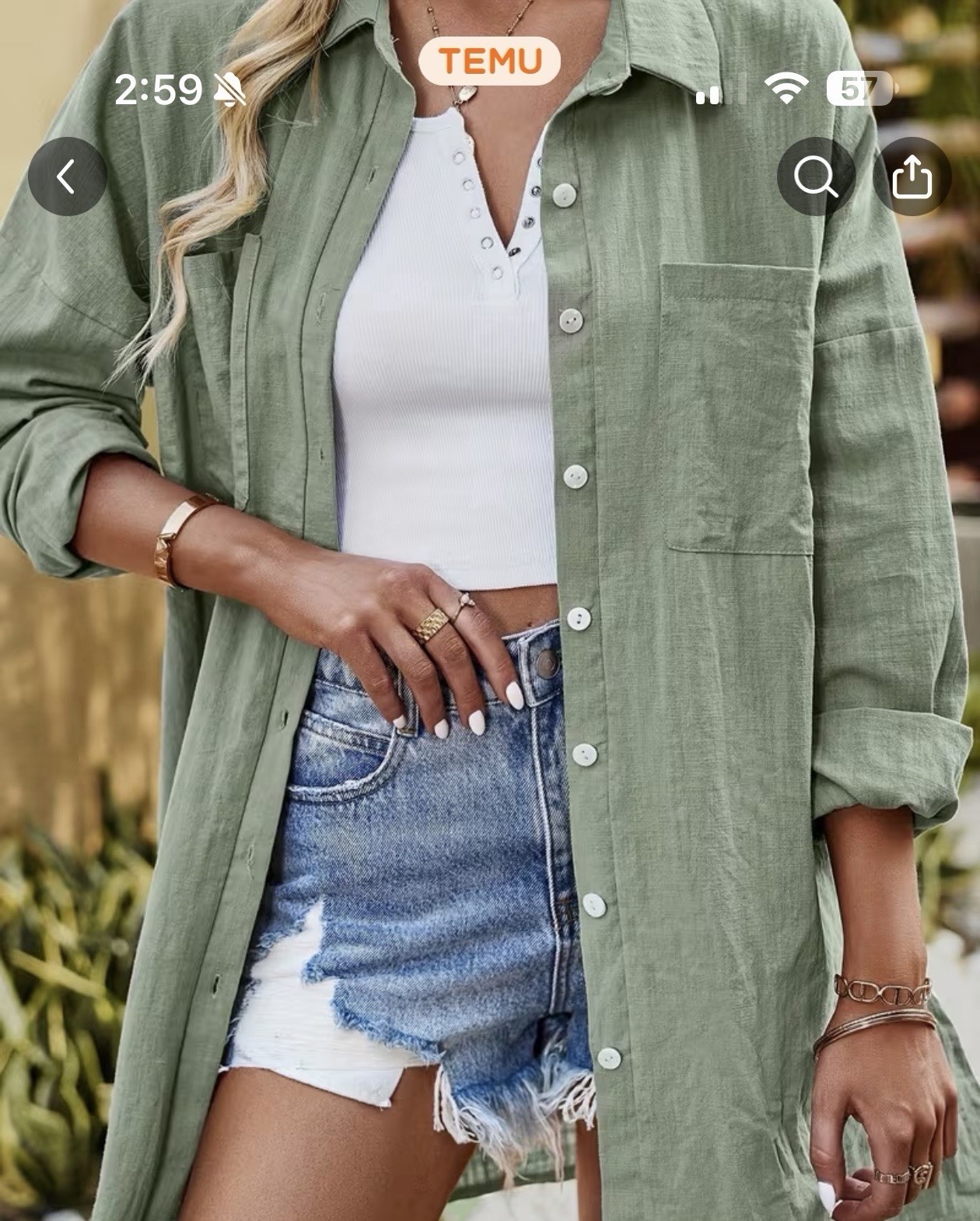 Women’s Oversized Cotton Button-Down Dress Shirt Cover-Up