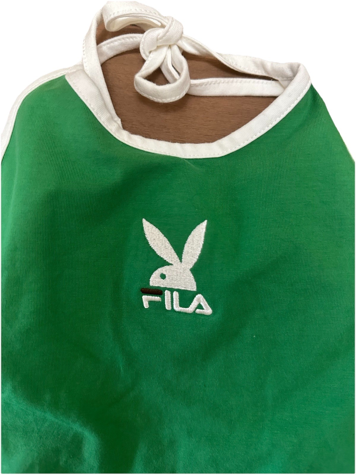 NWT FILA x Playboy Sandra Halter Top Green White Small SS22 Embroidered Logo