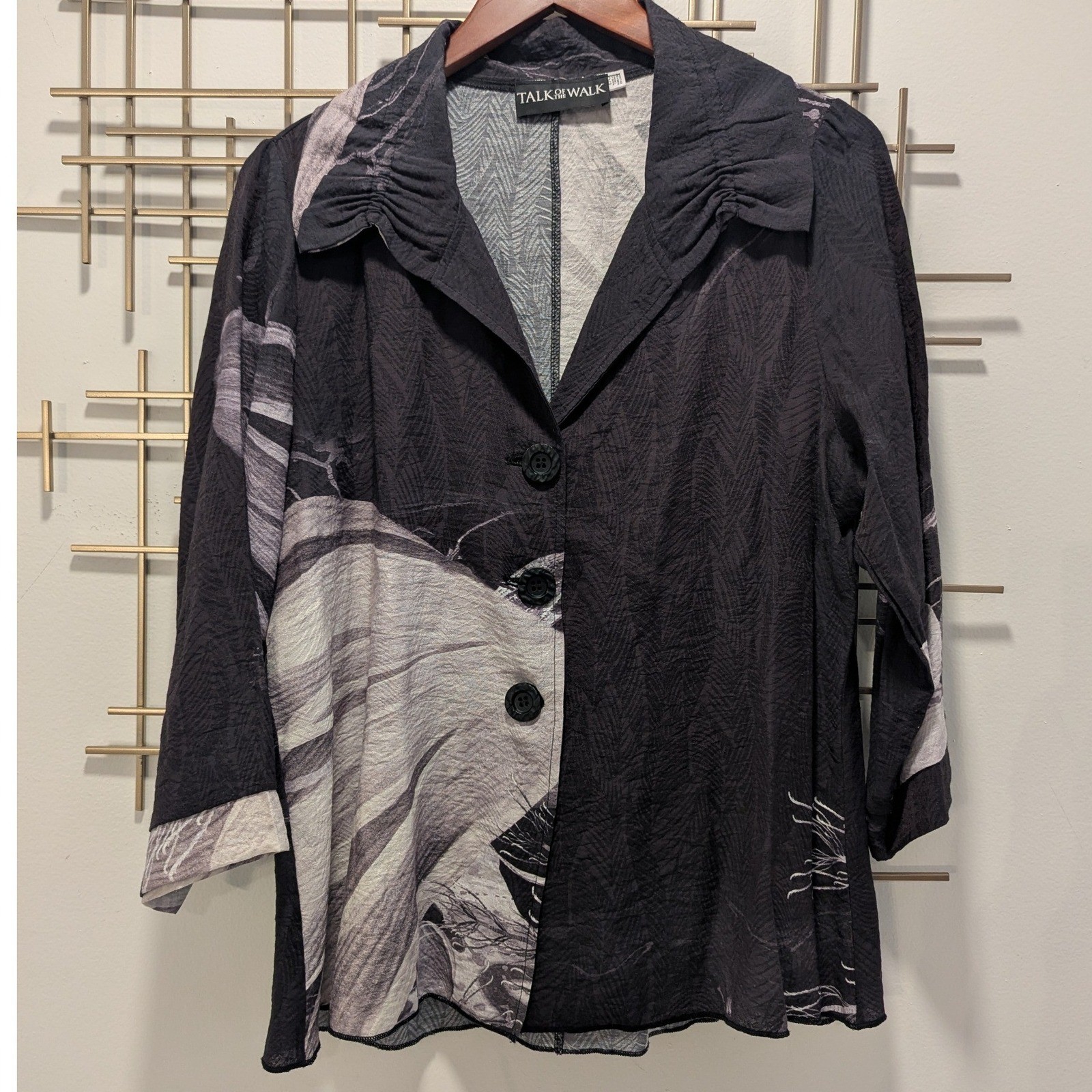 Talk of the Walk Abstract Print Blouse 3/4 Sleeve Women’s Size L