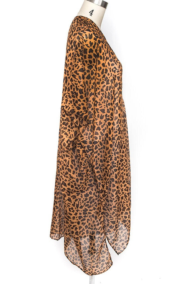 BNWT Leopard Printed Cheetah Animal Print Half Sleeve Kimono Cardigan