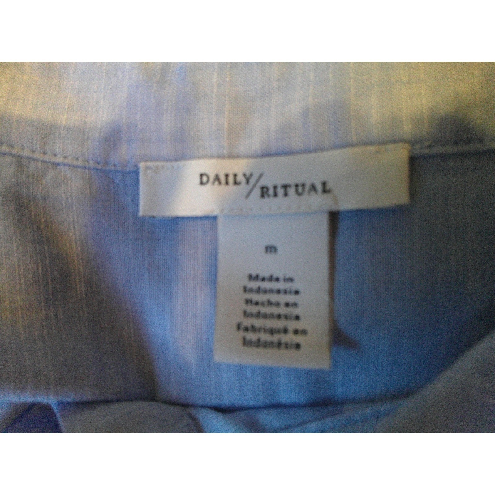 Daily Ritual Blue Button Down Shirt Women’s Size M | Long Sleeve Top NWT