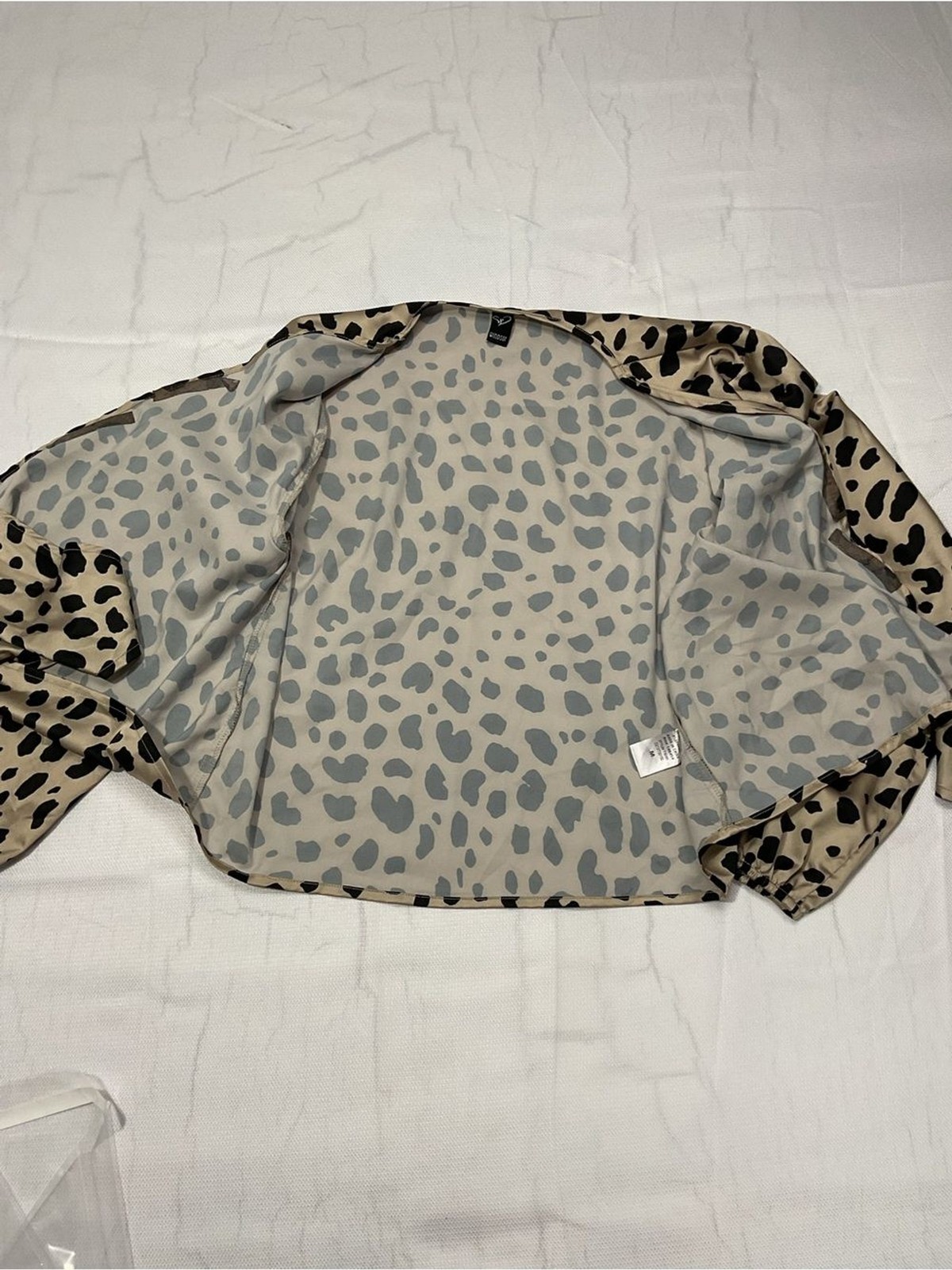 Windsor Black and Beige Leopard Tie-Front Long Sleeve Blouse