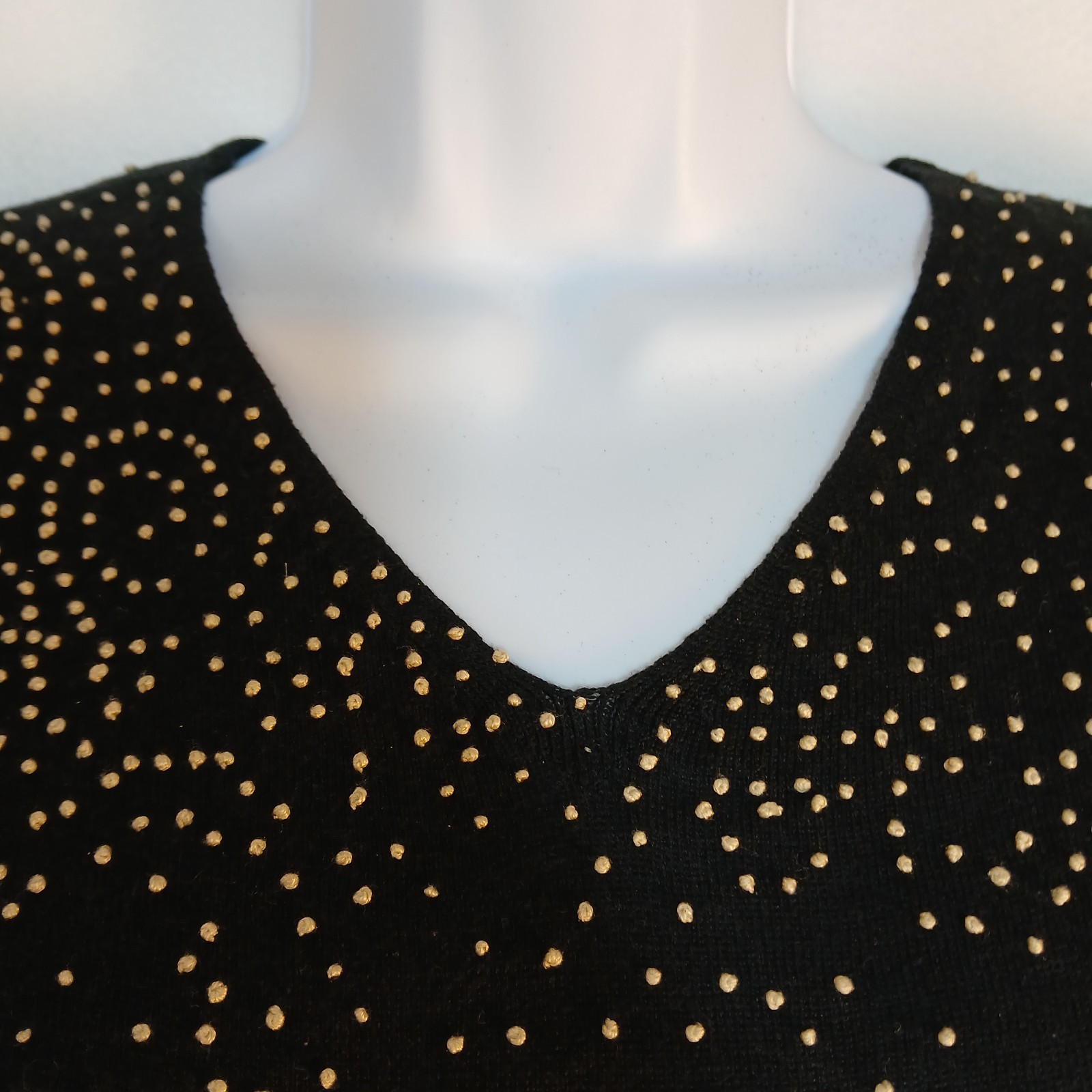 Banana Republic 80% Silk Blend Studded Blouse Size M Black Glam Luxe Minimalist