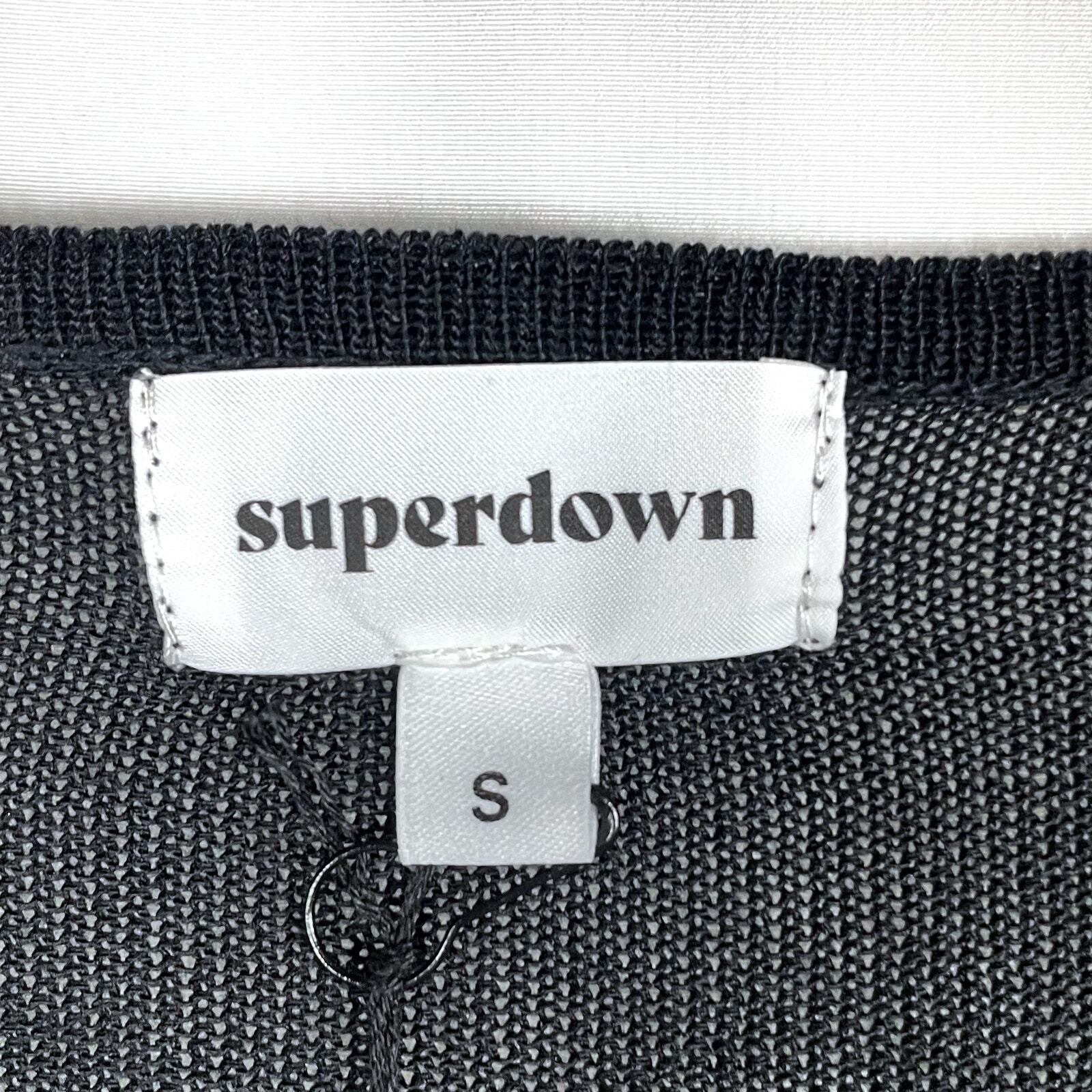 Superdown Jasmina Knit Top Black Crop Cut Out Long Sleeve Scoop Neck Sz S