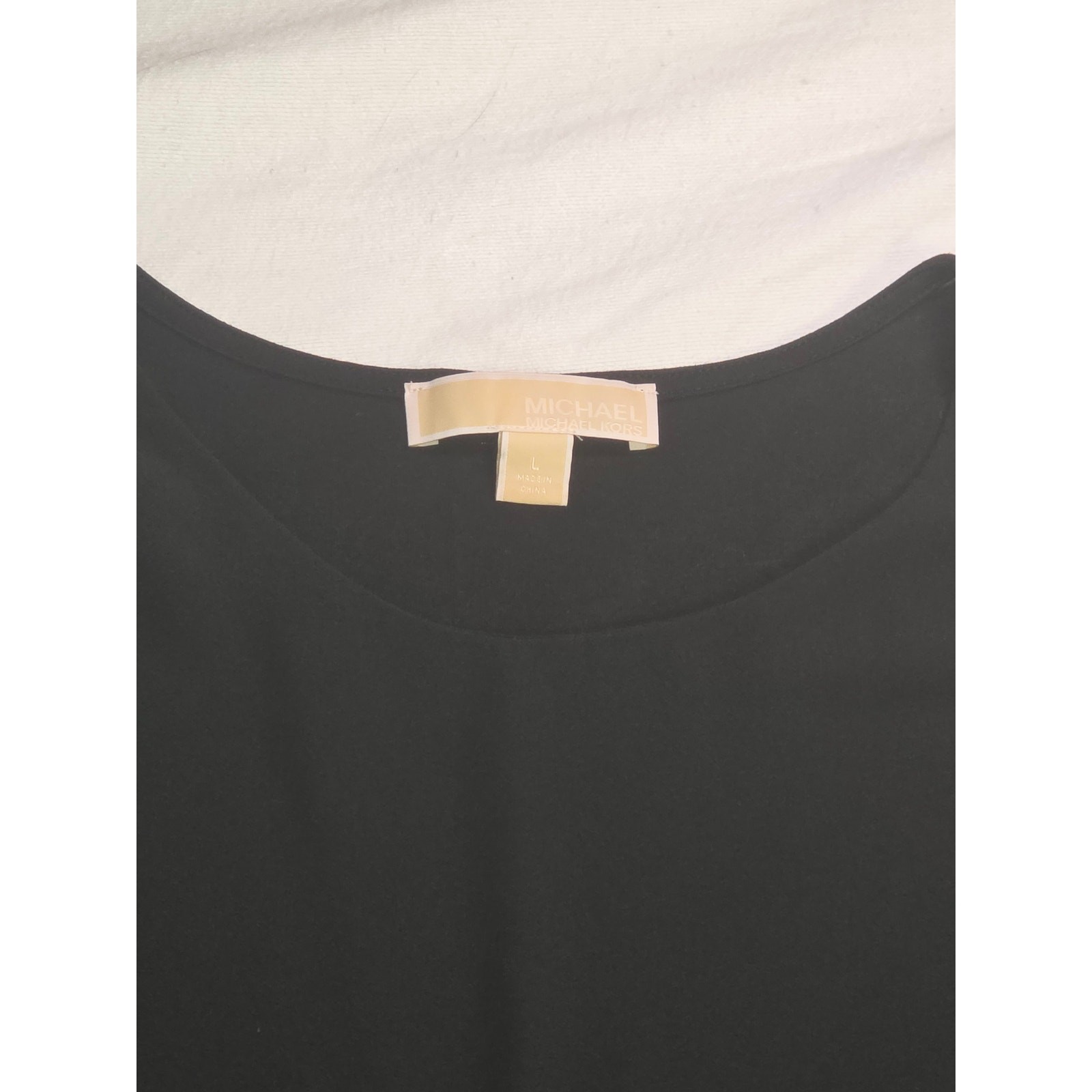 Michael Kors Black Boat Neck Tunic Top Large Gold