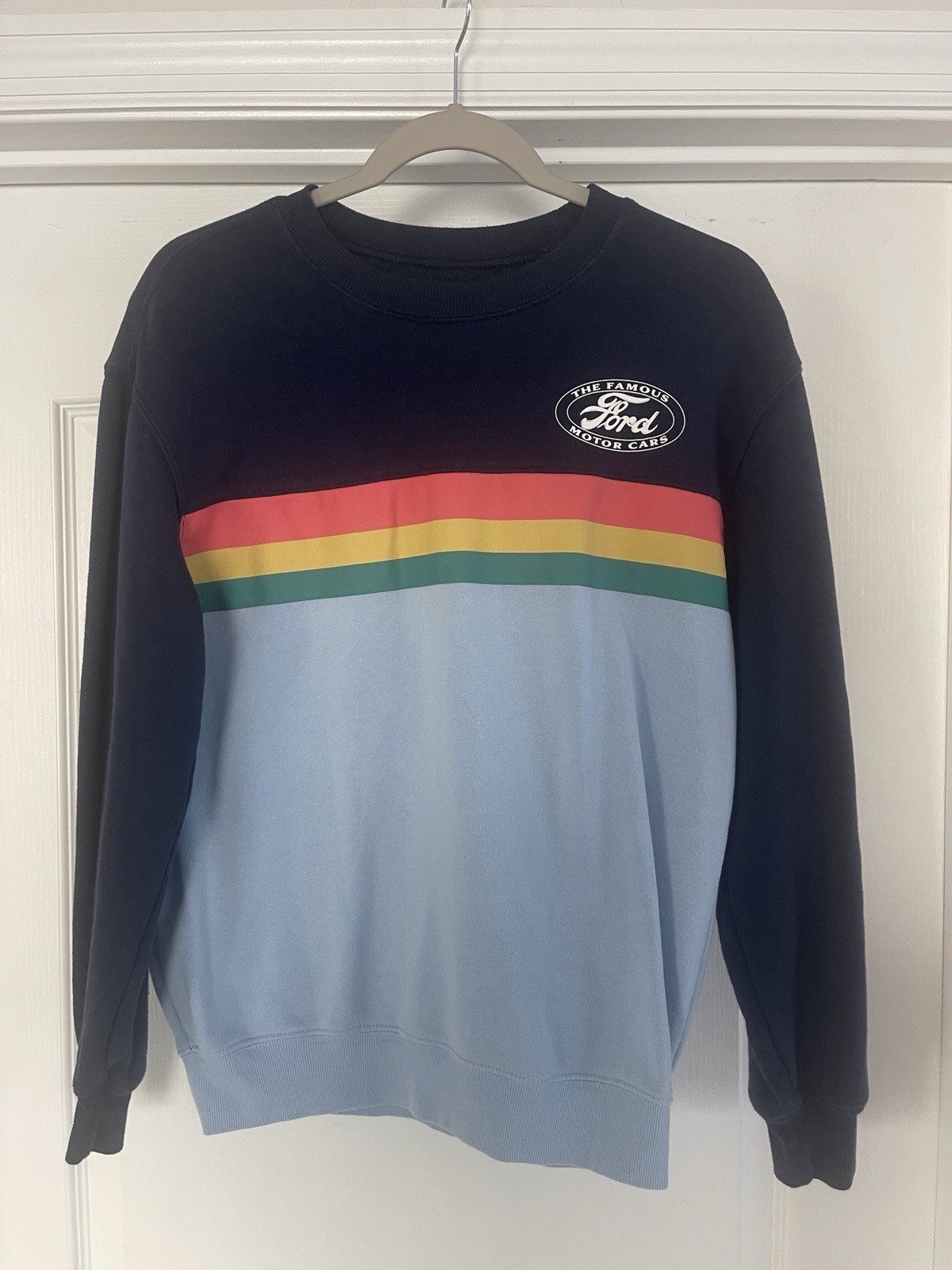 FORD Cars Graphic Colorblock Fleece Crewneck Pullover women’s XS