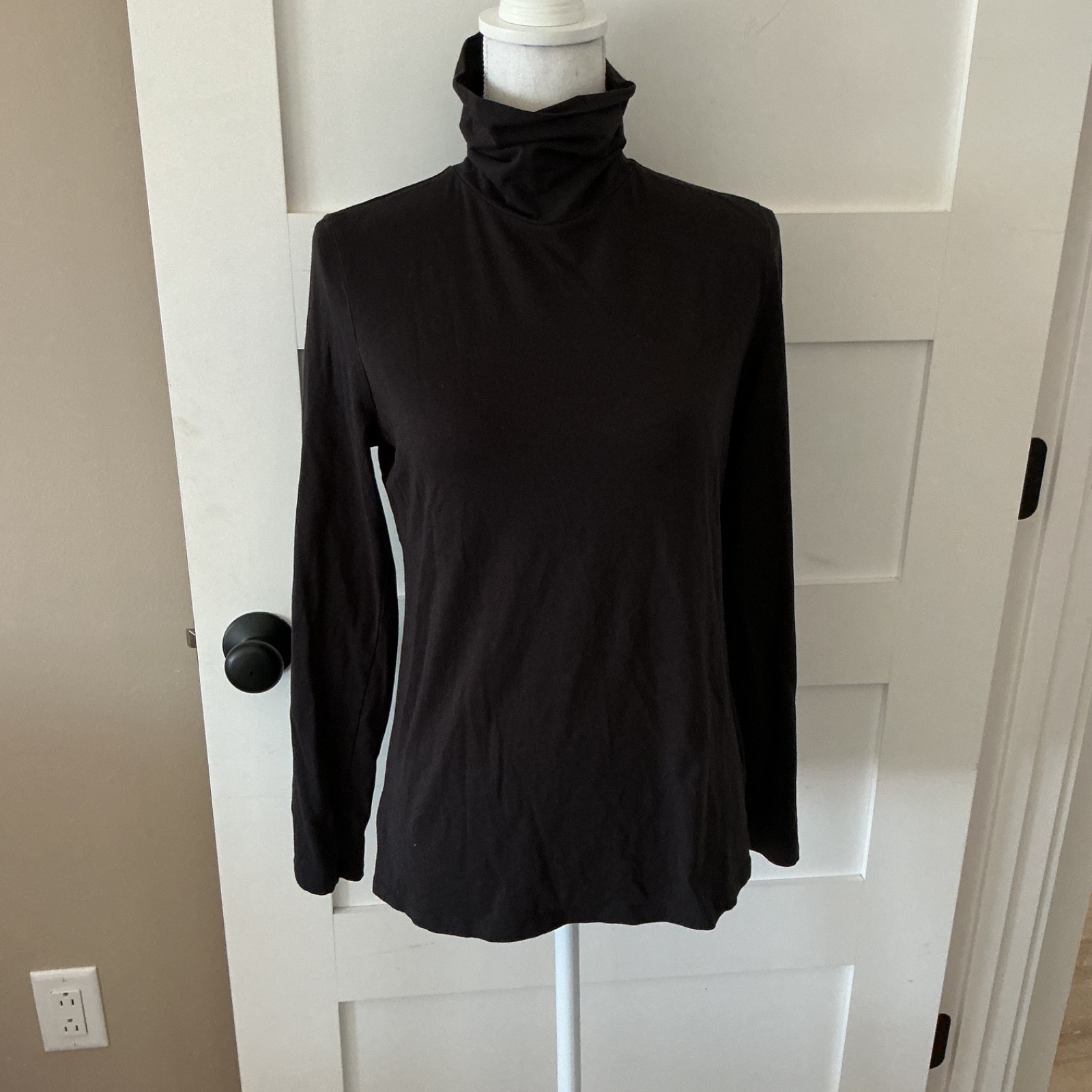 Talbots Turtleneck Black Long Sleeve Tee Shirt Womens SZ M