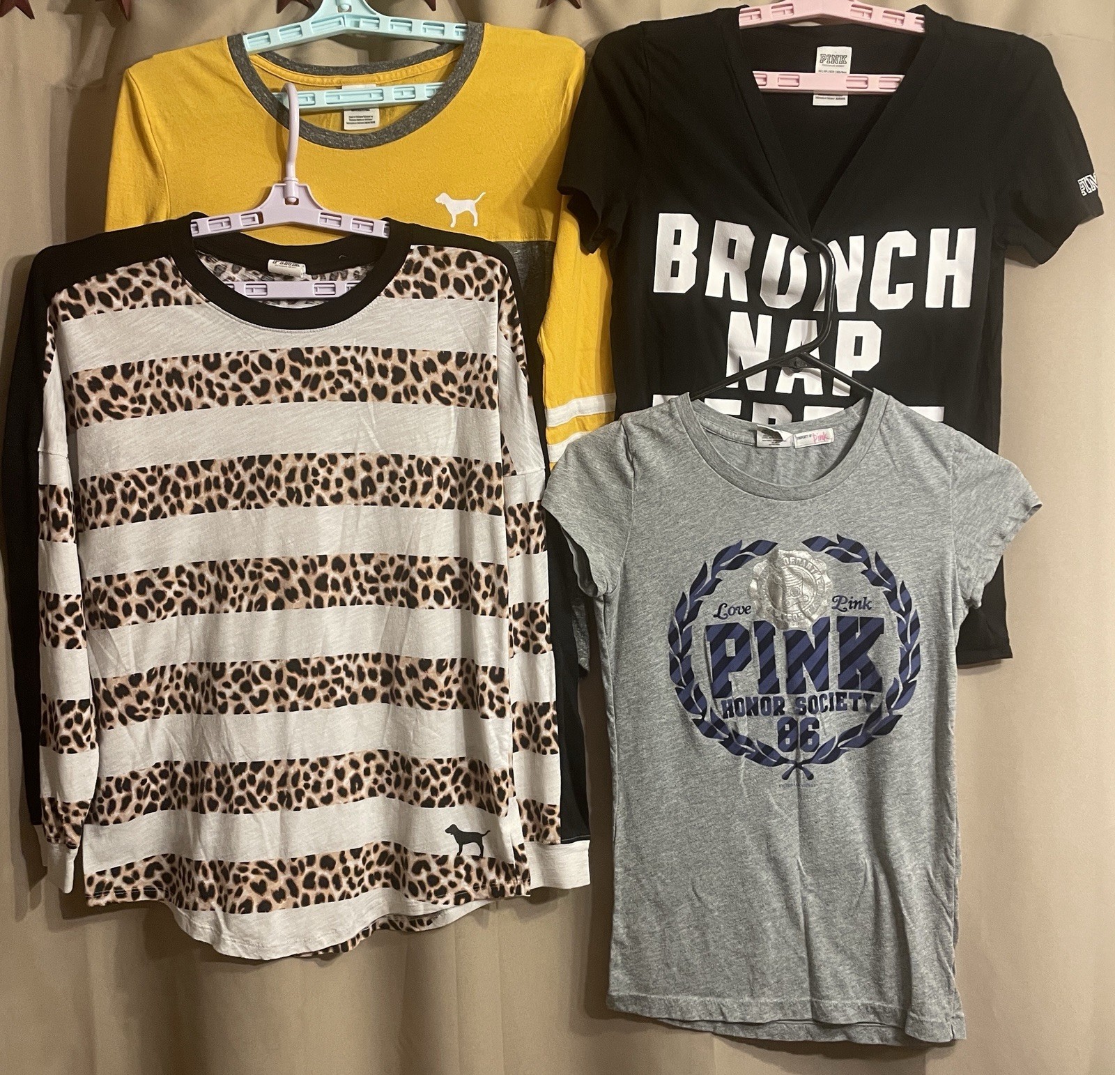 Lot Of 4 PINK Victoria’s Secret T-shirts Sz Small /XS Vtg Y2K Variety Dog Animal
