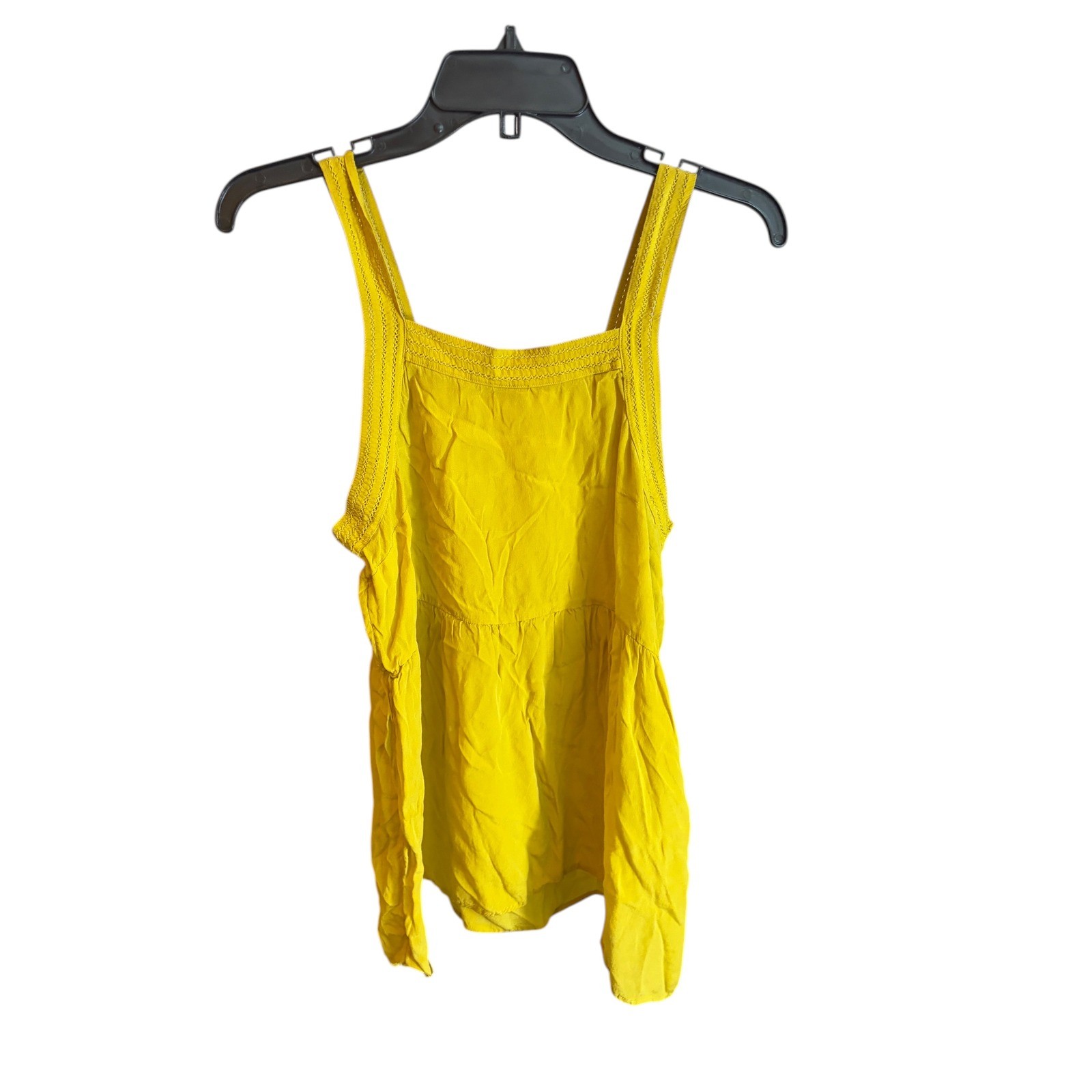 Anthropologie Esmerelda Tank Yellow Boho Crochet Trim Babydoll Sleeveless Top S