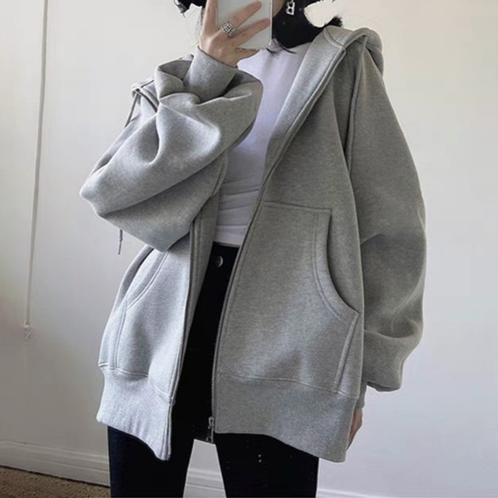 Womens Casual Sports Sweatshirt For Spring Autumn Loose Velvet Hoodie Coat