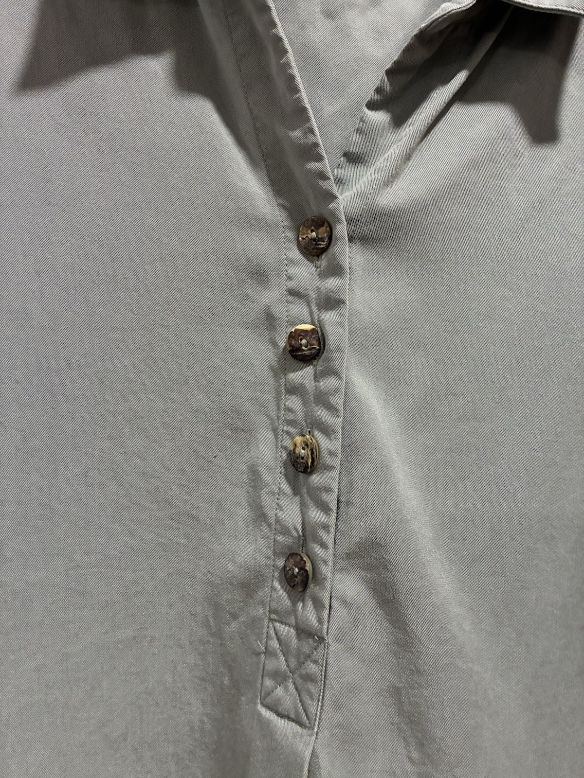 Soft Surroundings Gray Tencel Button-Up Collared Blouse Tunic Large