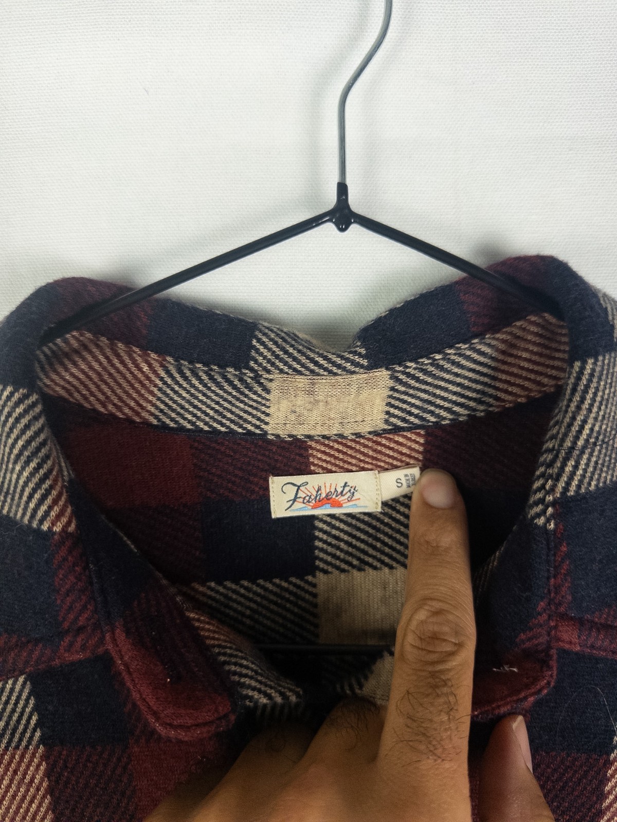 Faherty Legend Sweater Shirt Womens S Plaid Flannel Button Up Red Navy Tan