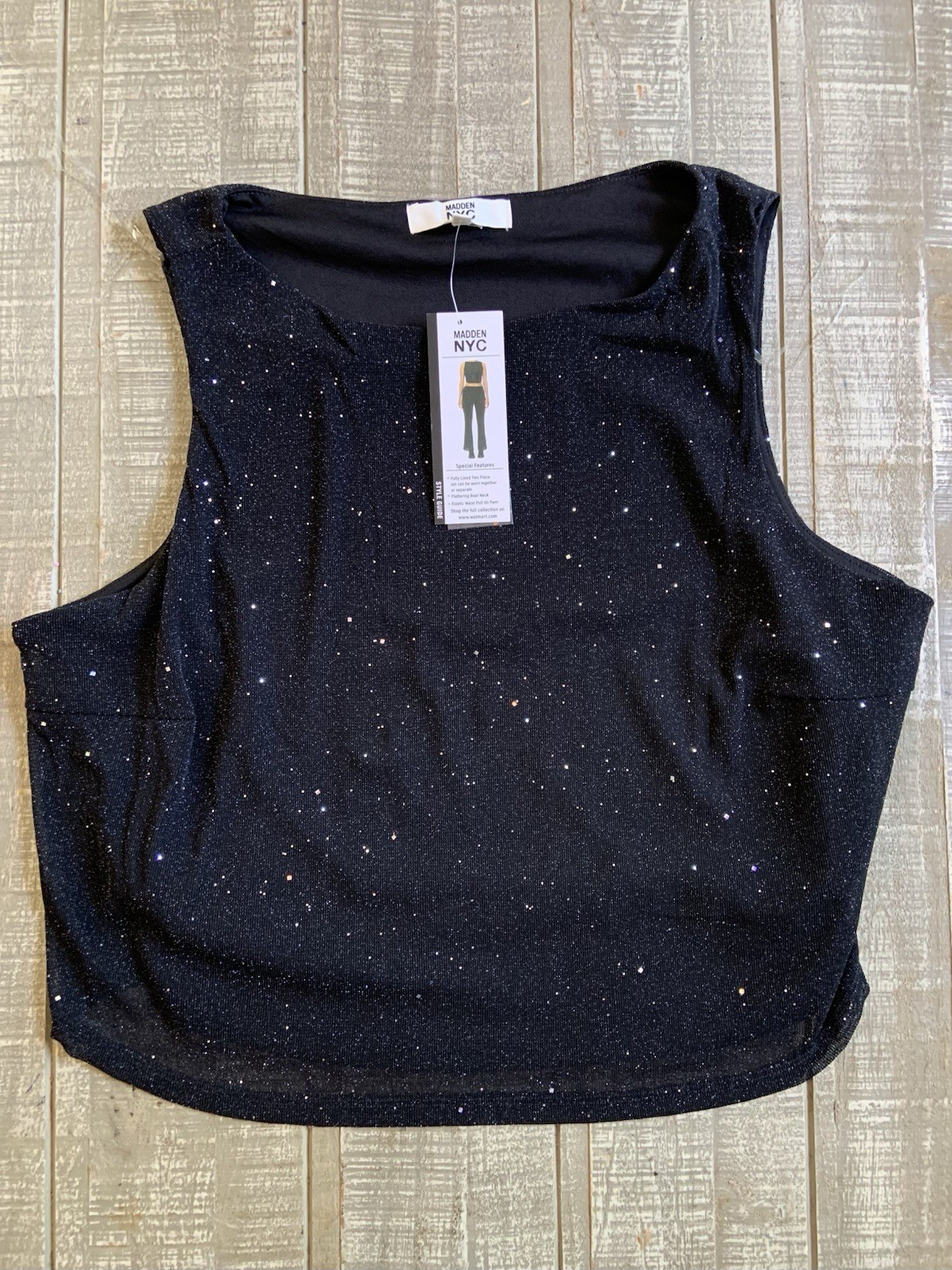 Madden NYC Women’s Sleeveless Shimmer Boat Neck Tank Top Black XXL (20) NWT New