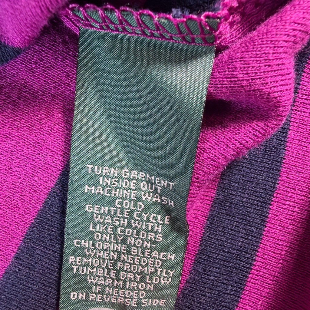 Lauren Ralph Lauren Womens M Pink Navy Stripe Quarter Zip Pullover Cotton