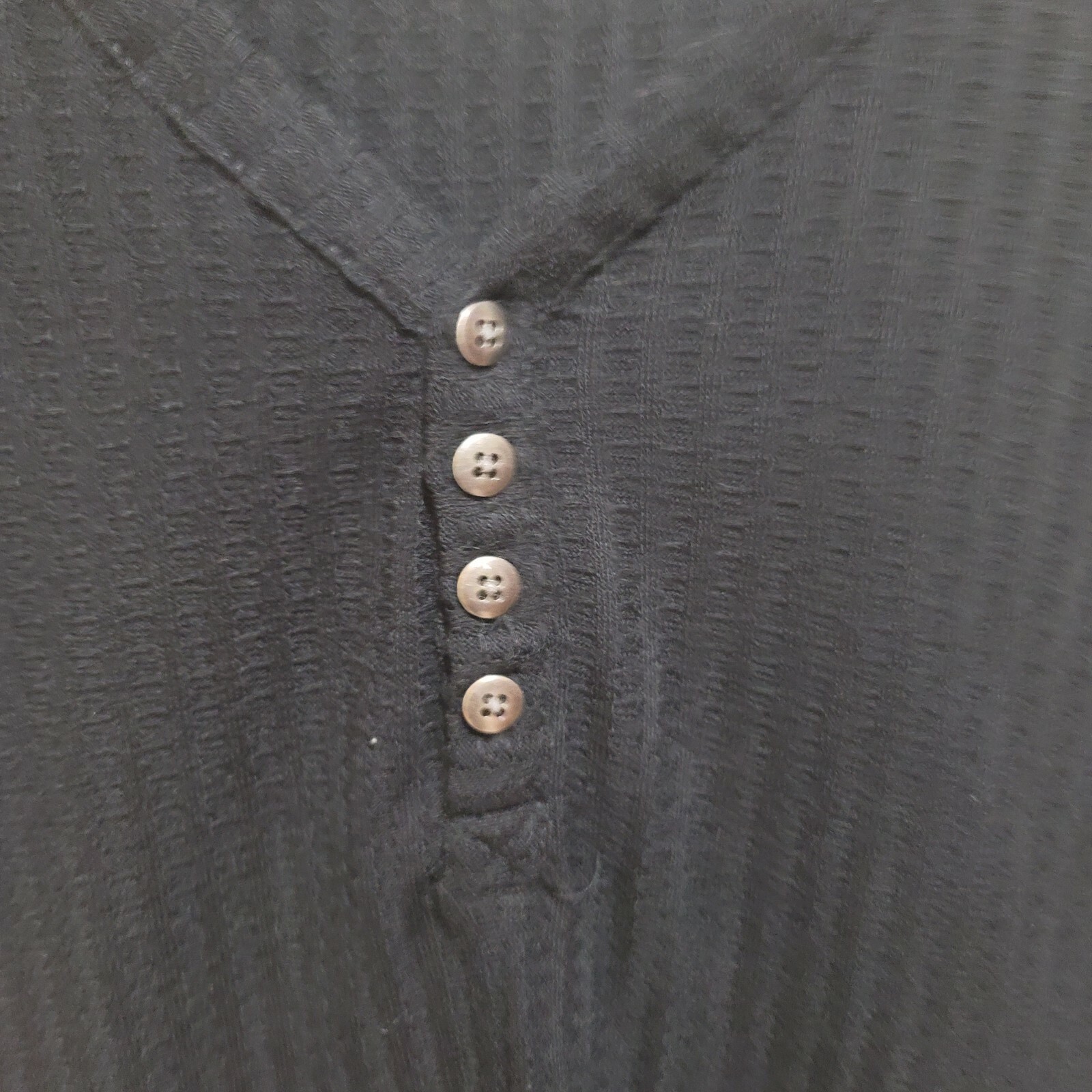 NWT Ch sor solid Black Pull Over Top V Neck Partial Button Long Sleeves Size M