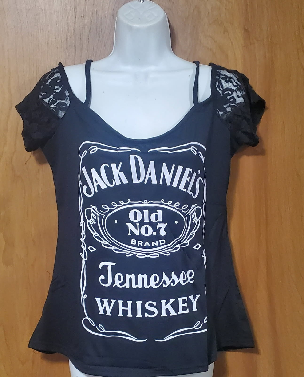 Tennessee Whiskey Cold Shoulder Lace Sleeve Top Size XXL