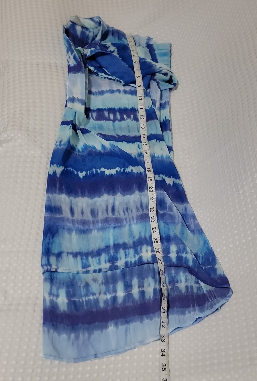Tie Dye Blouse Tunic Top Women Size 1 M Medium Blue White 3/4 Sleeve Sheer