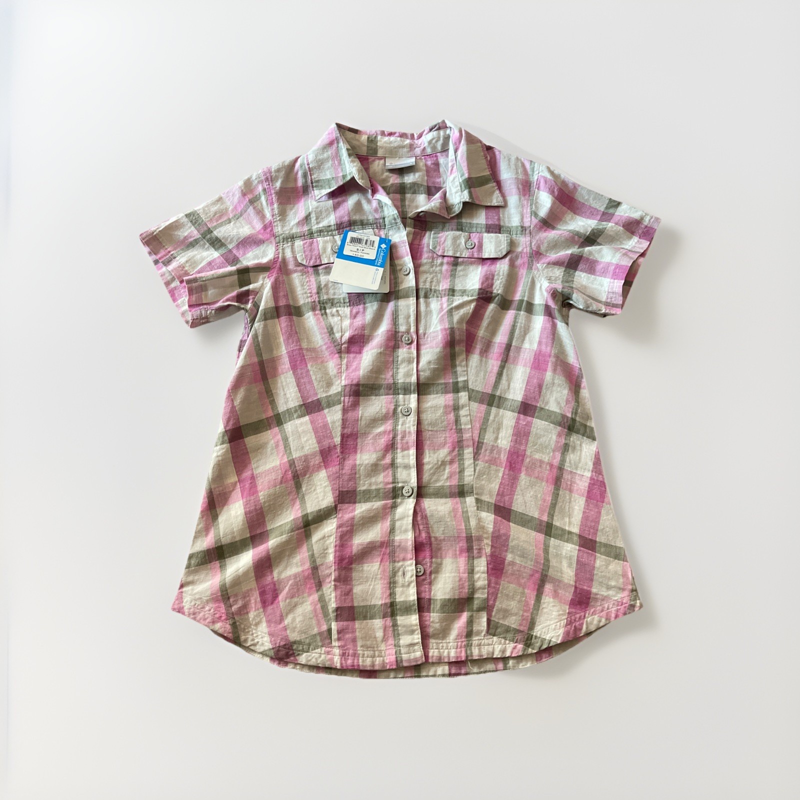 Women’s Columbia Sportswear Siletz Point Plaid Short Sleeve Button Front Shirt S