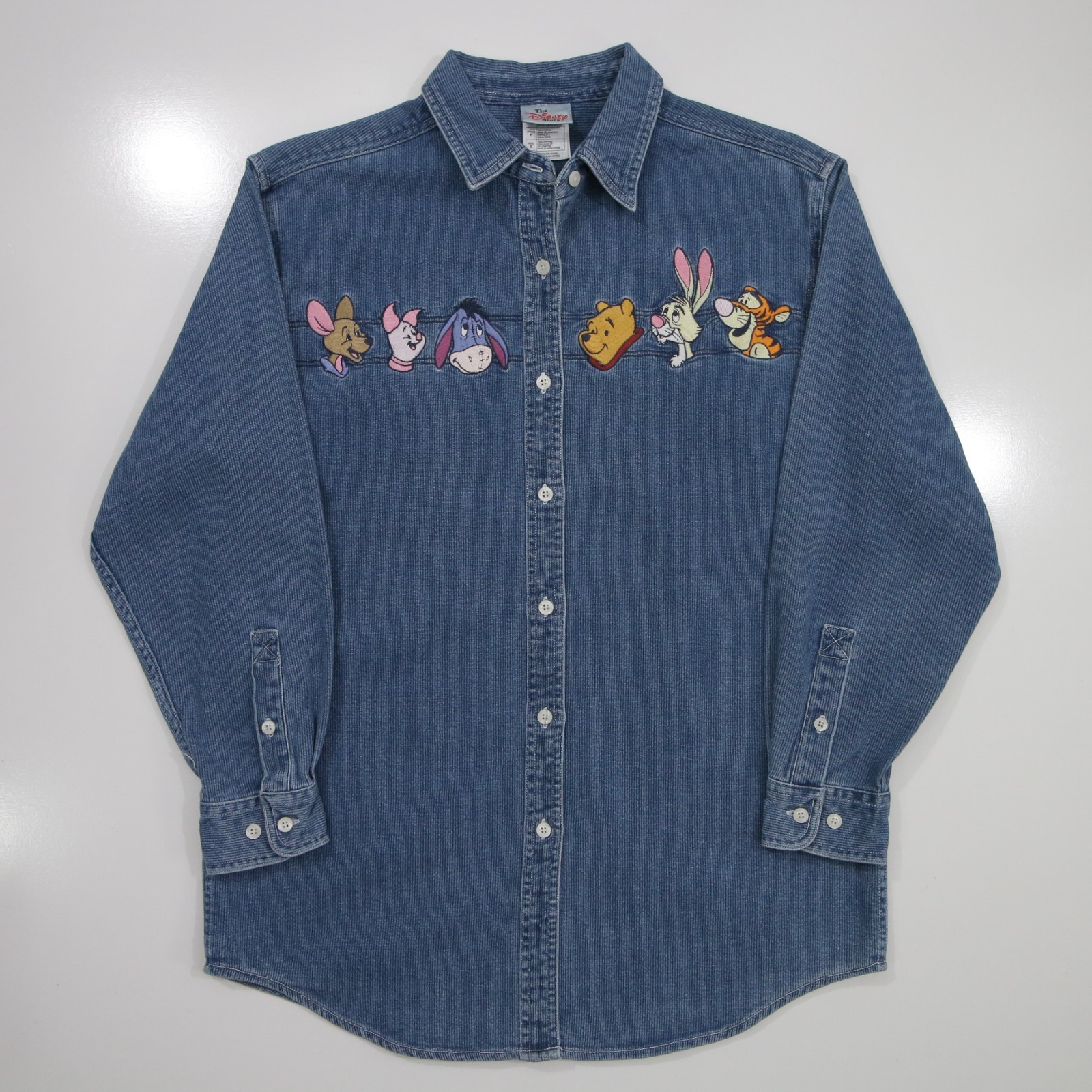 Vtg 90s Disney Winnie the Pooh Tigger Piglet Eeyore Embroidered Shirt Small