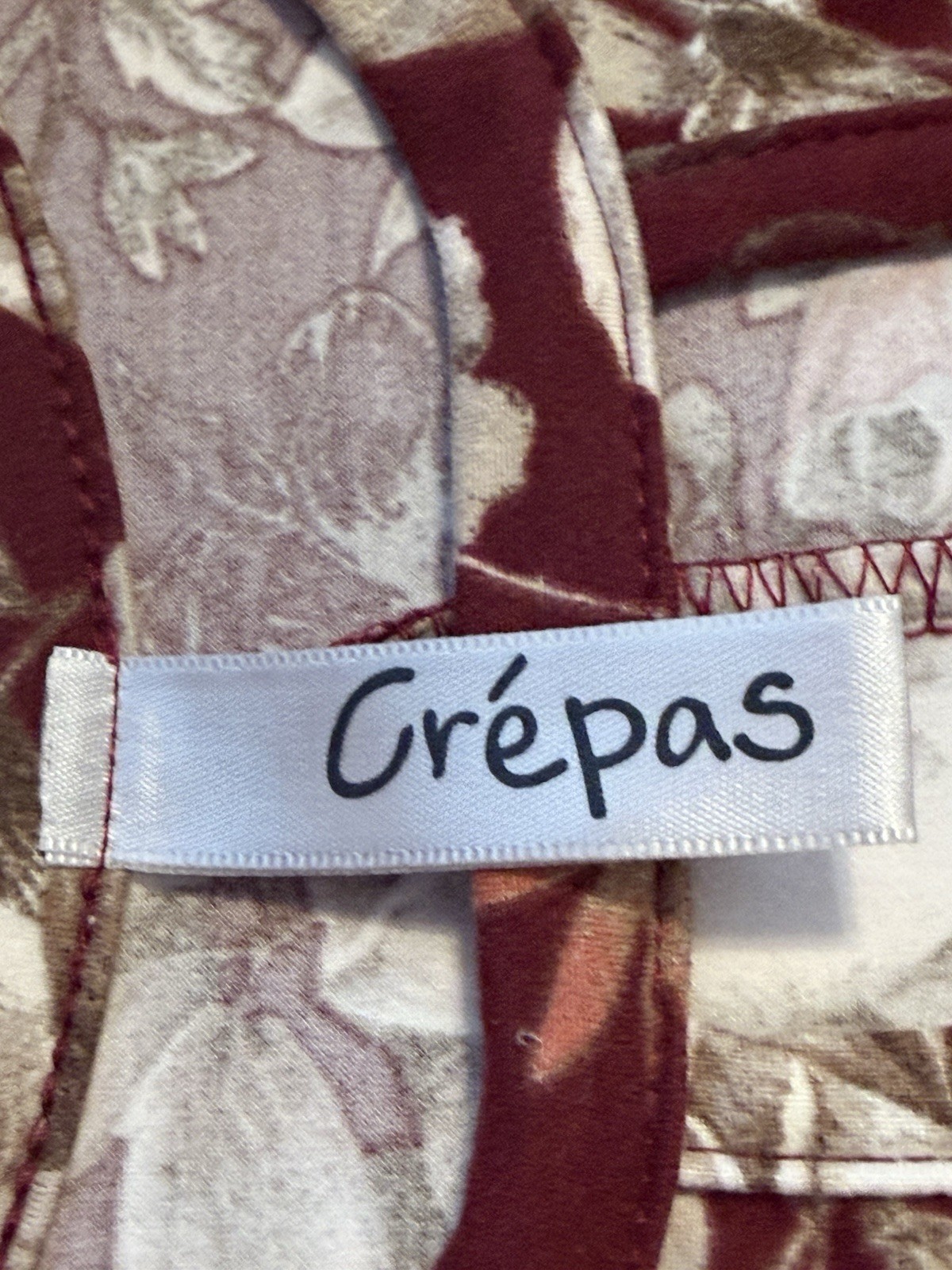 Crepas Womans Blouse Shirt floral tunic 3/4 pullover keyhole size small