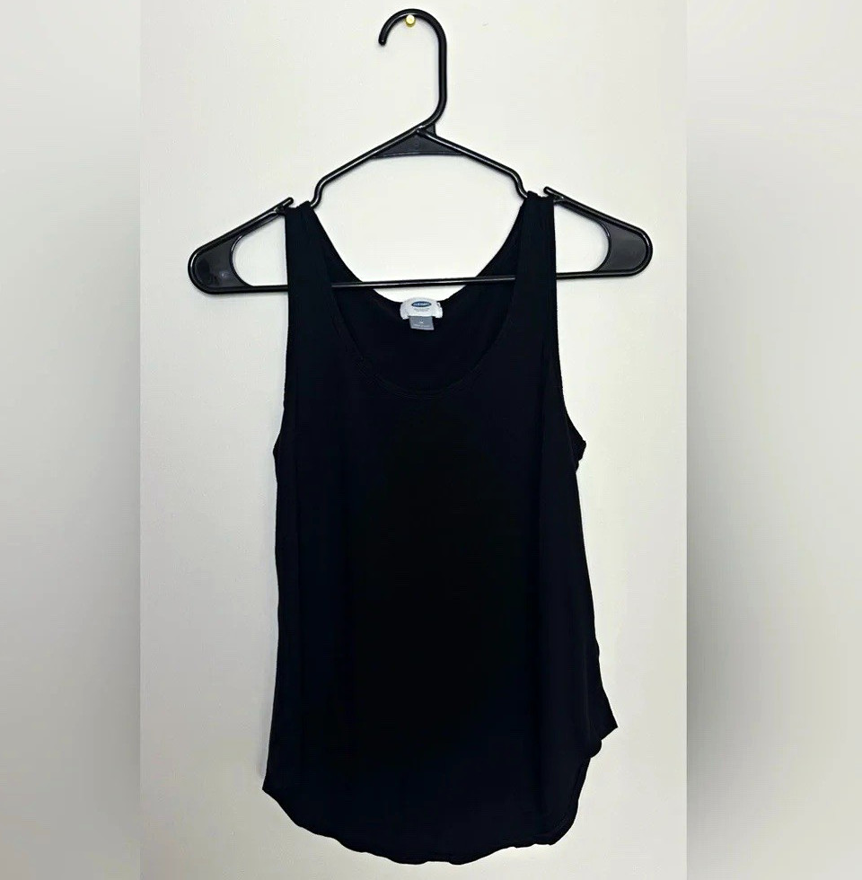 Old Navy Solid Knit Rayon Scoop Neck Sleeveless Pullover Tank Top Black M