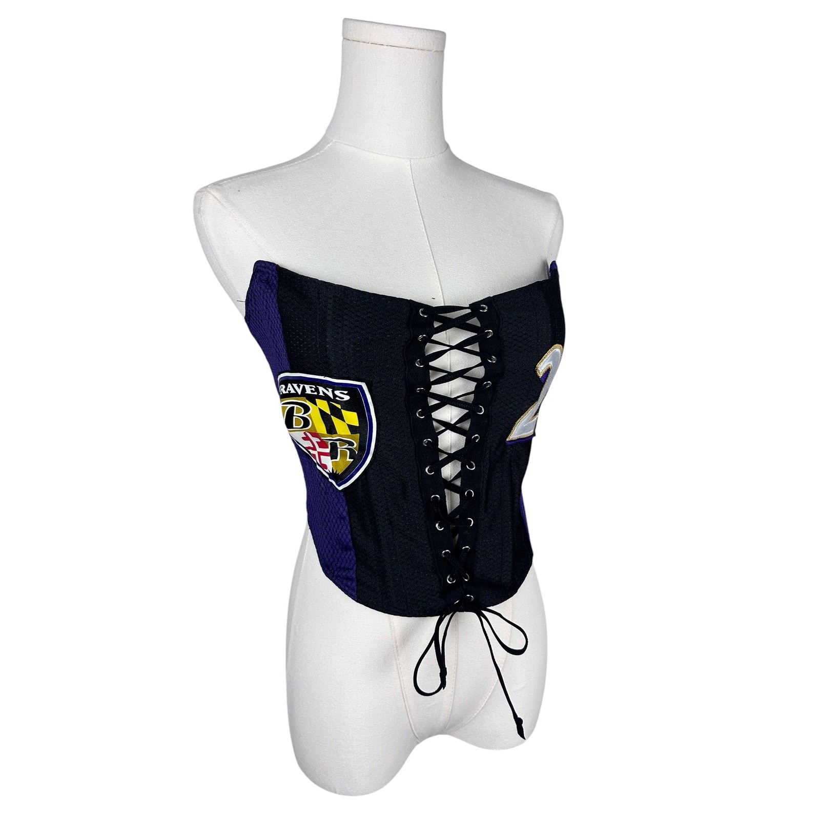 I Am Koko LA Baltimore Ravens Custom Lace Up Corset Top S/M