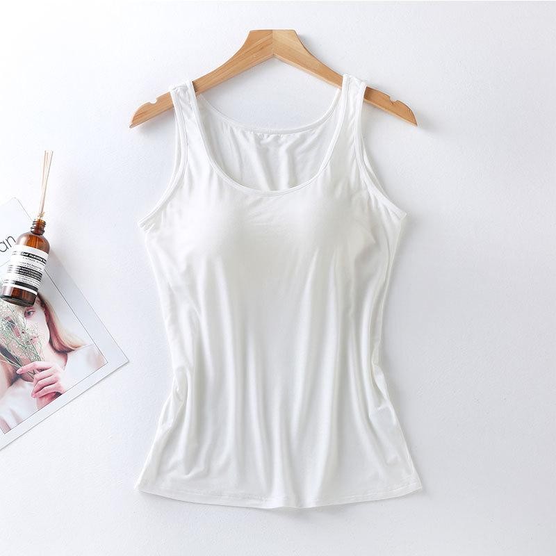 Women’s Slim Fit Tank Top with Built‑in Bra – Padded Casual Vest Shirt