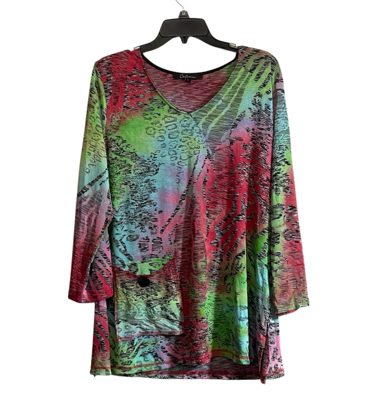 Calessa Tunic Top Large Multi Print Colorful Vibrant Eclectic Art Y2K Lagenlook