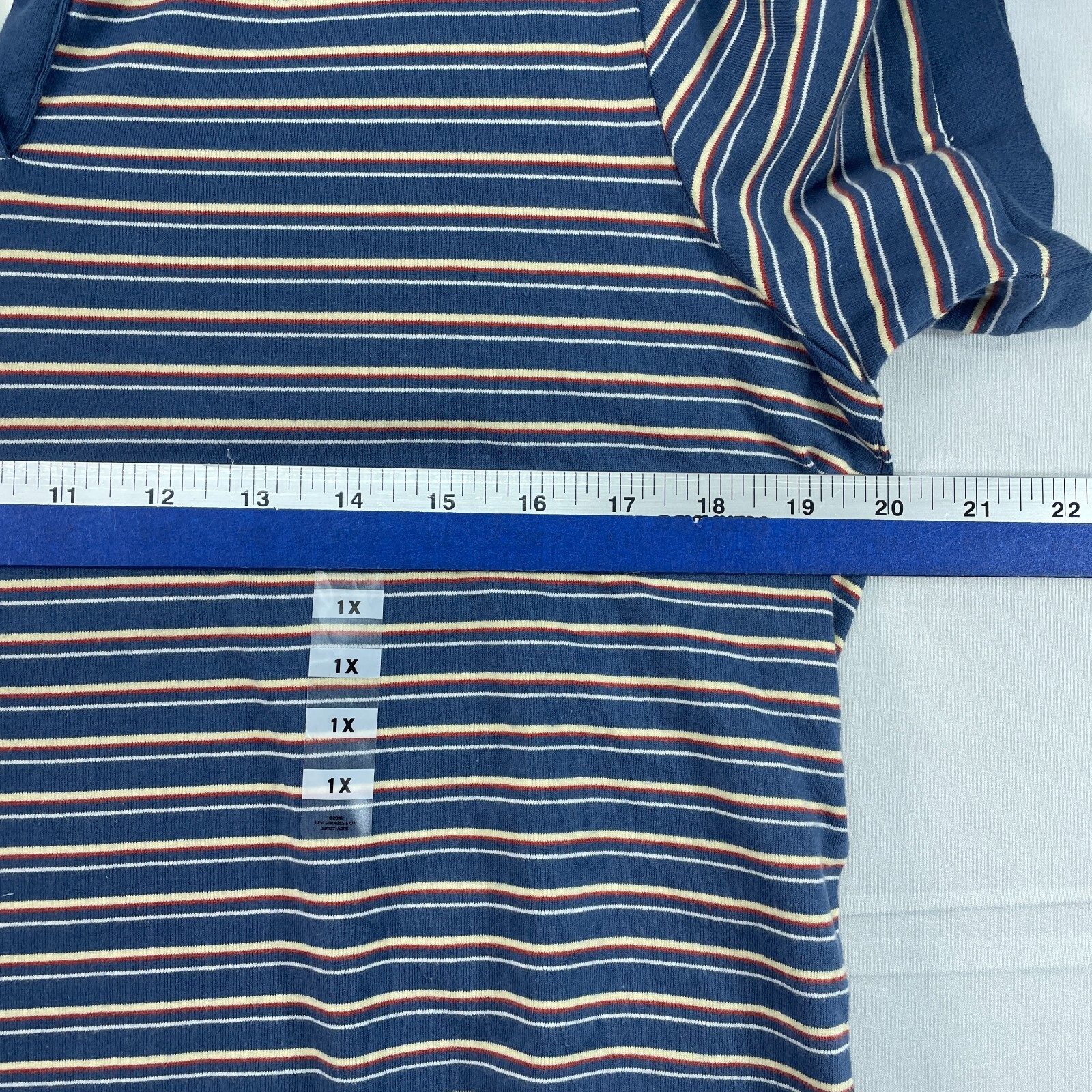 Levis Shirt Womens Plus Size 1X Blue White Striped Short Sleeve New