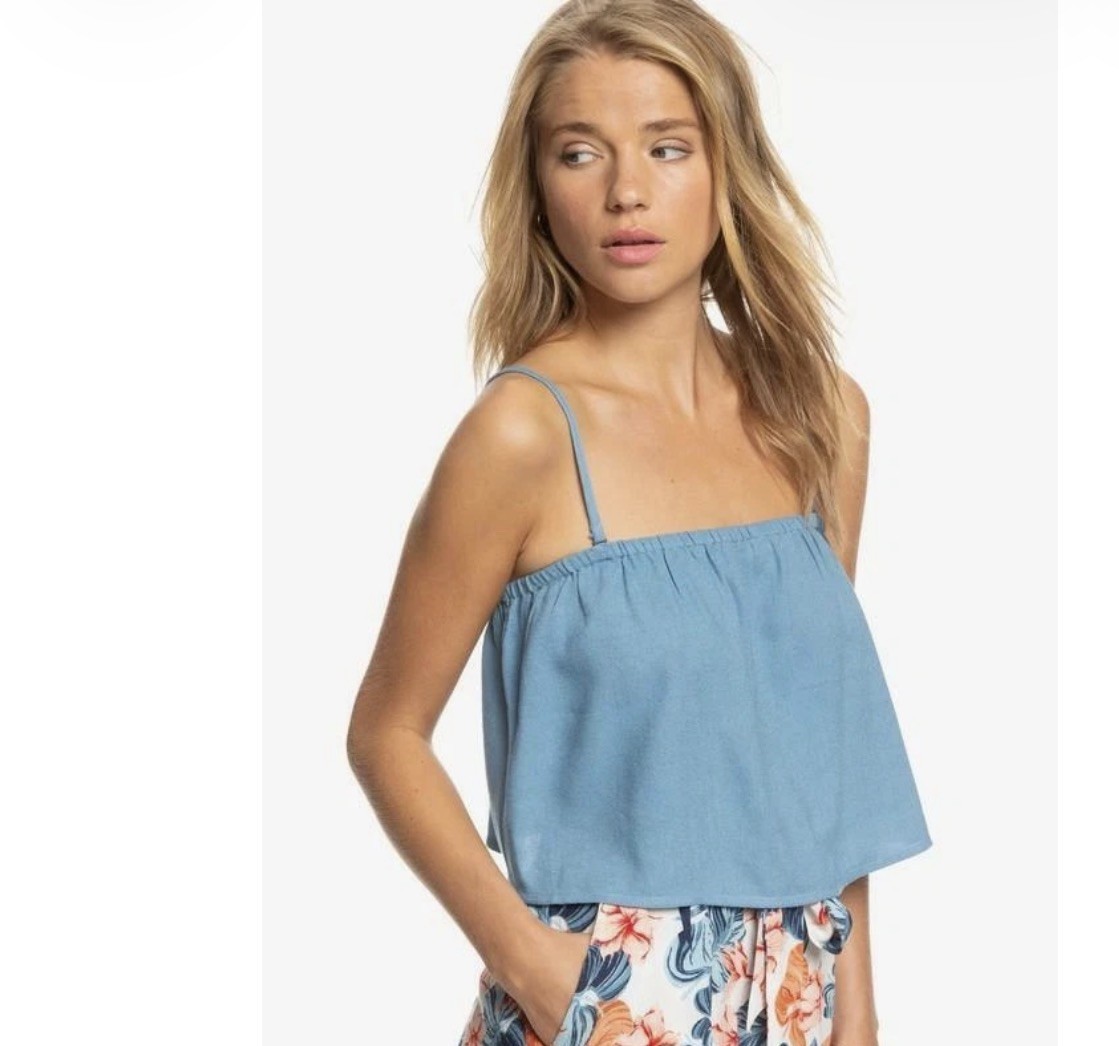 NEW Roxy Women’s High Hopes Cropped Top TANK QUIKSILVER BLUE M SHIRT TUBE