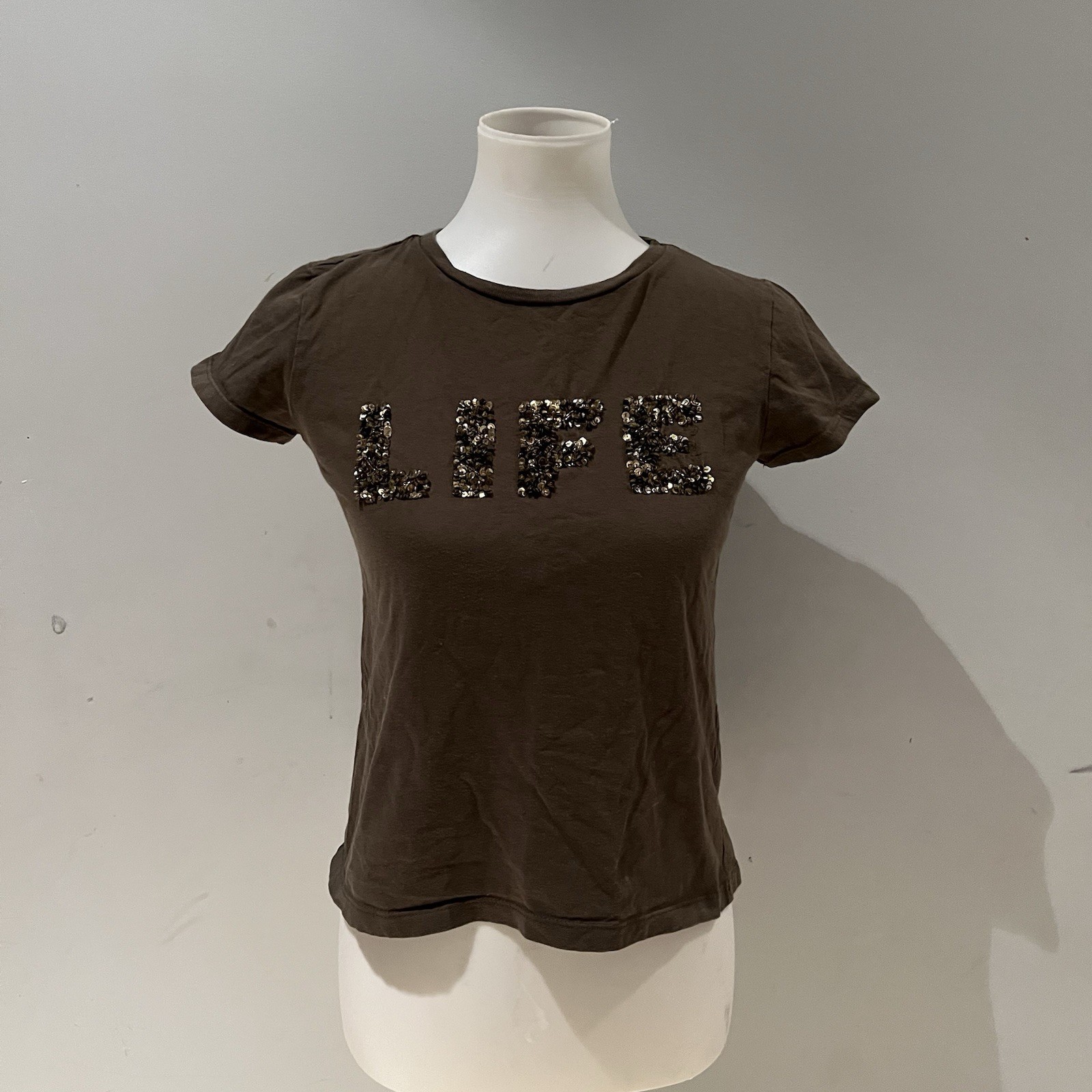 carmen marc valvo Army Green Fitted Statement Tee
