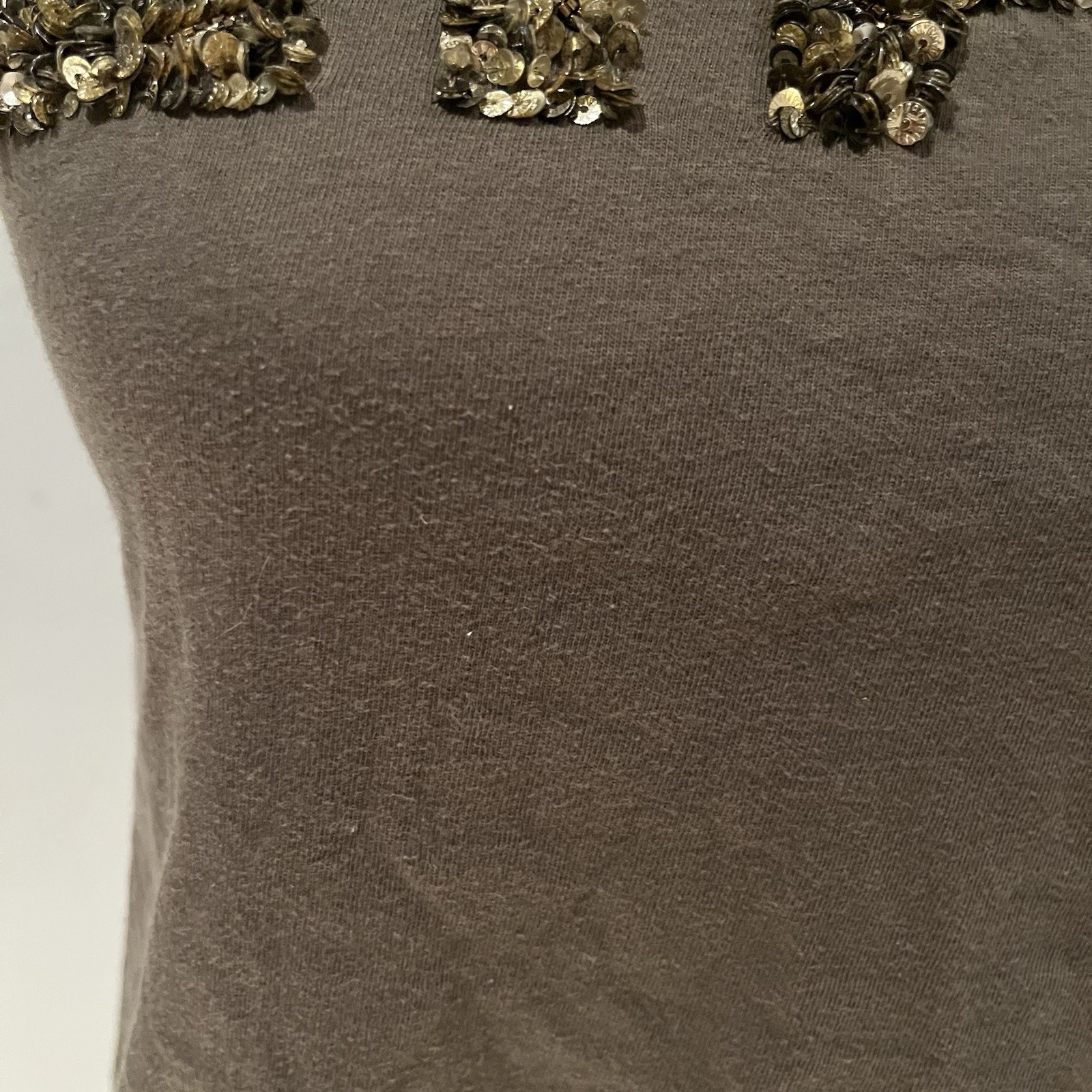 carmen marc valvo Army Green Fitted Statement Tee