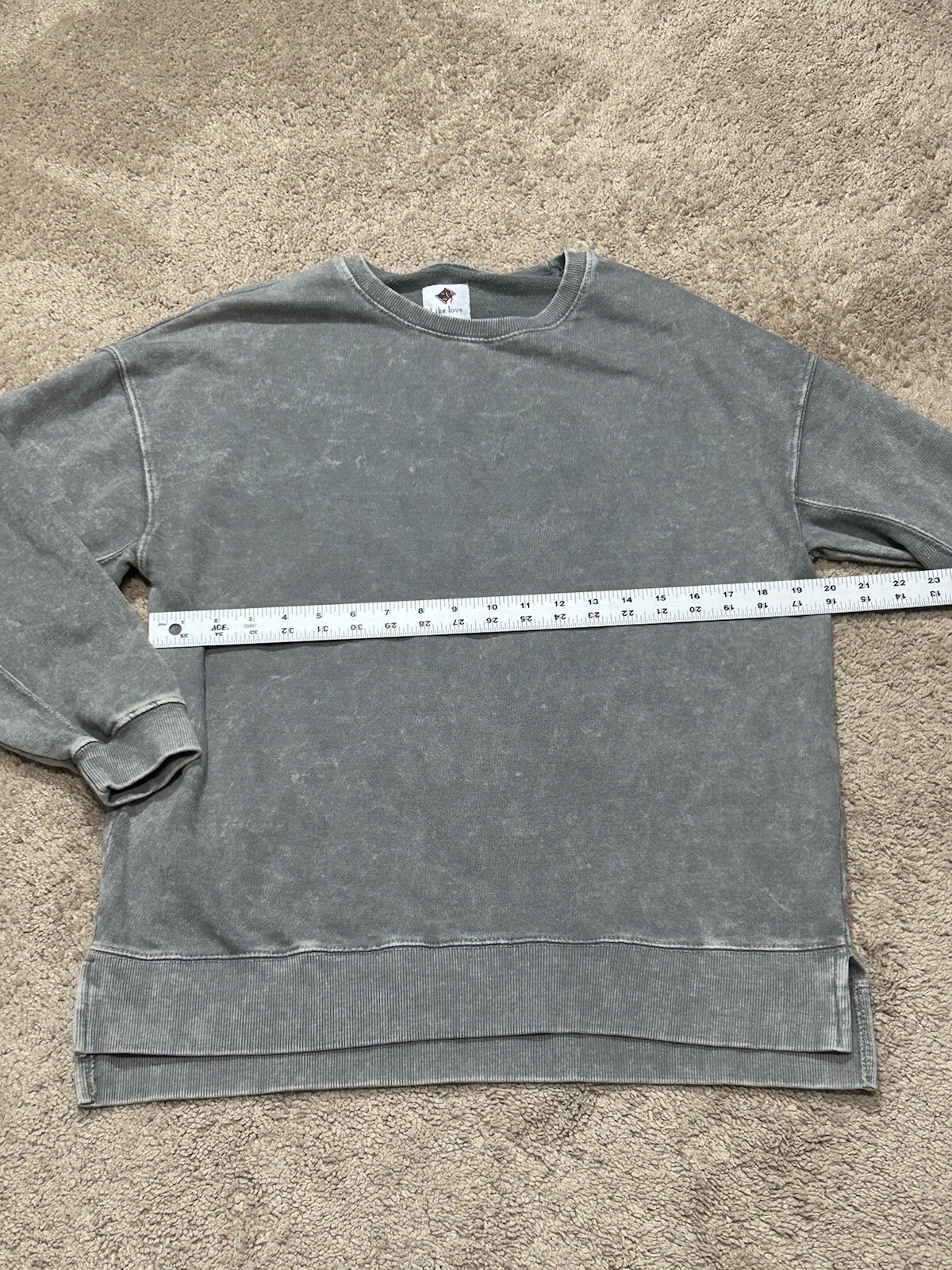 Like Love Womens Sweatshirt Size Small Gray Burnout Soft Classic Casual Comfort