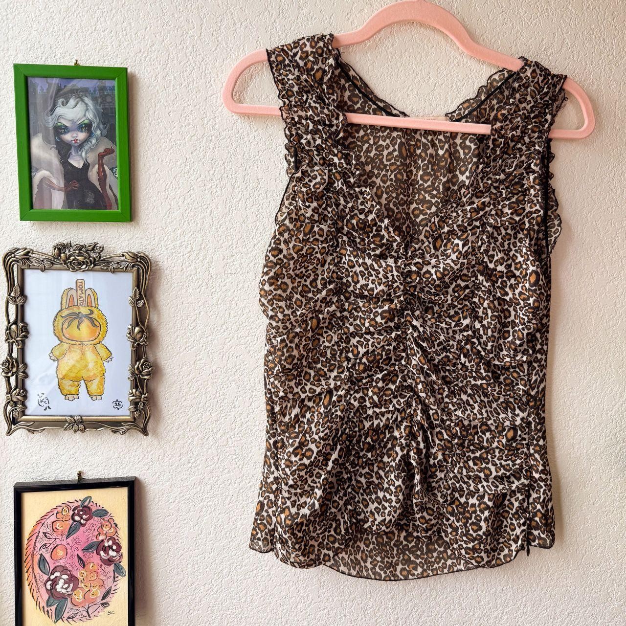 Vintage Women’s Y2K Animals Print Boho Indie Western Ruched Tank Blouse