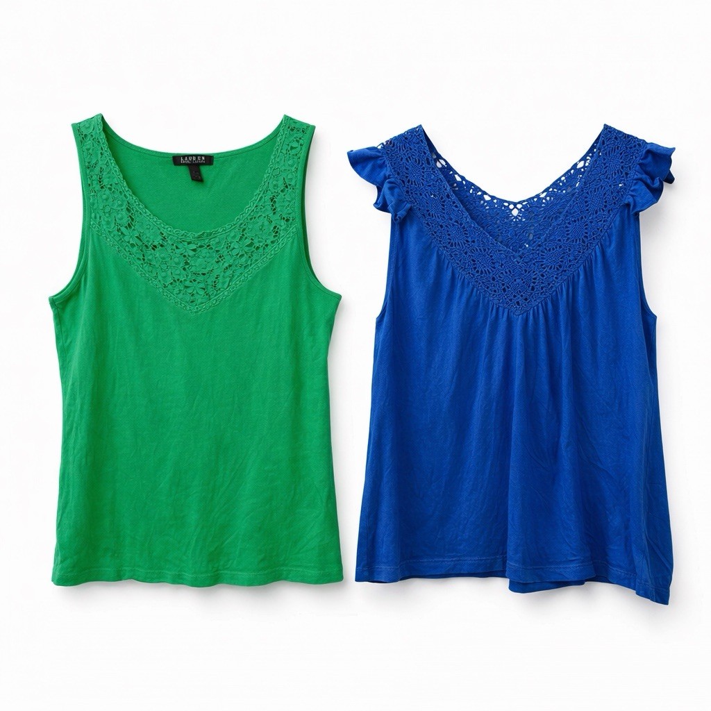 Lauren Ralph Lauren XL Bundle Green Blue Tank Crochet Boho Chic Y2K Preppy