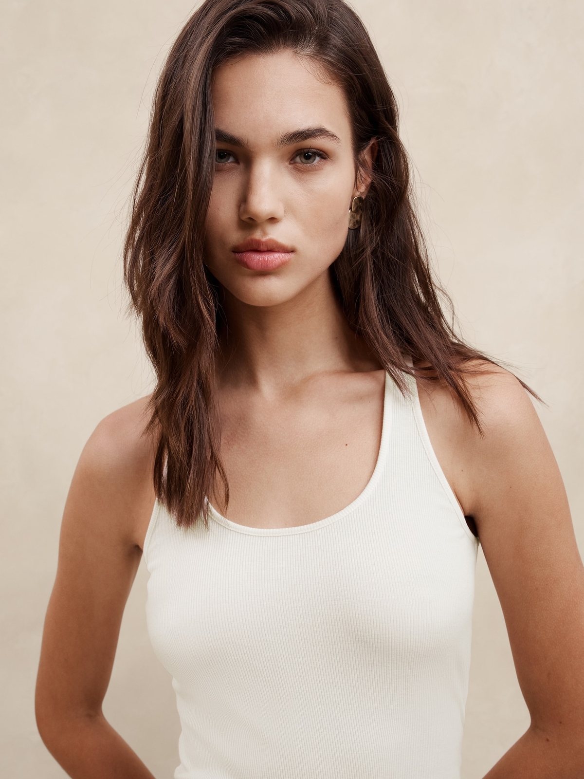 Banana Republic Black OR Ivory Ribbed Scoop-Neck Tank NEW XS-L
