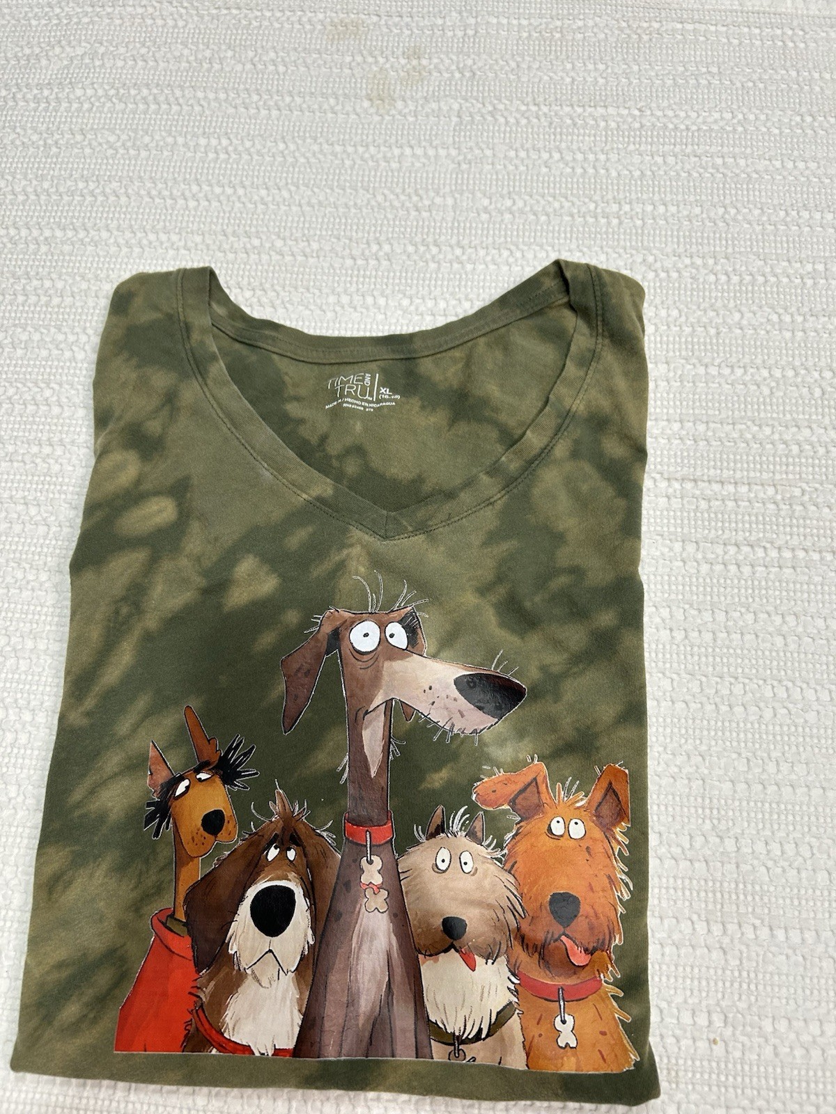 Olive Green Crazy Dogs Women’s Comfort T-Shirt Size XL 16-18 Tie Dyed New Graphi