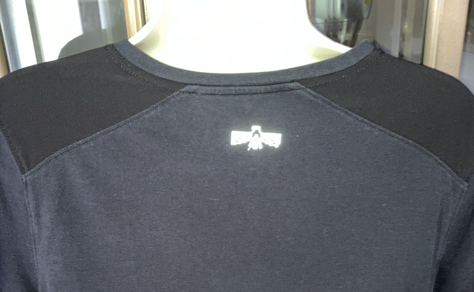 WARRIOR by Danica Patrick Mesh Shoulder Athleisure Boyfriend Pocket Tee Black M
