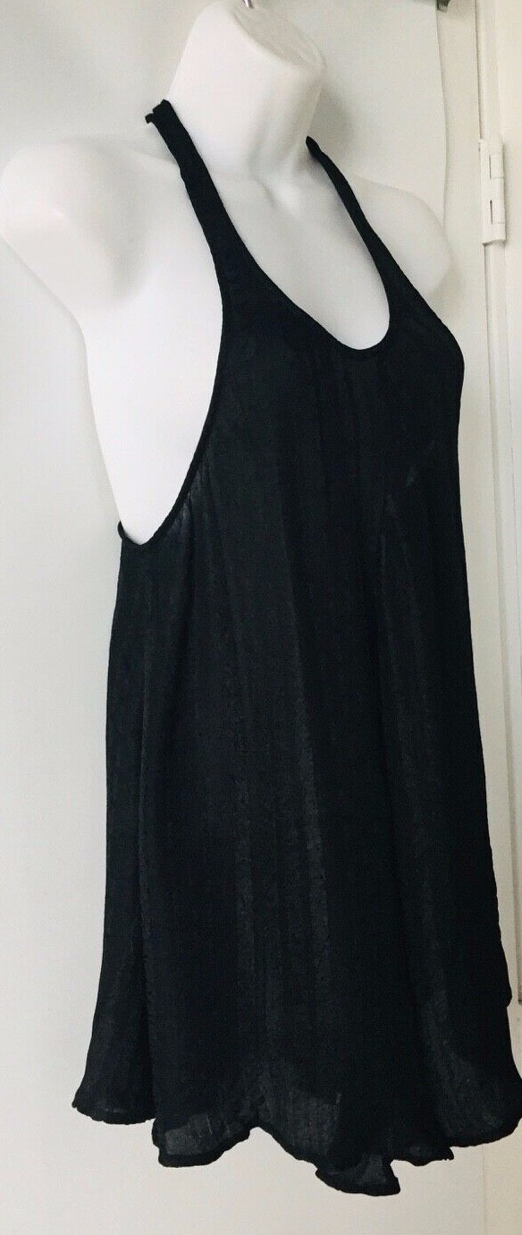 NWT ZARA Black Flowing Asymmetric Hem TOP Sleeveless Semi-Sheer Size XS 6791