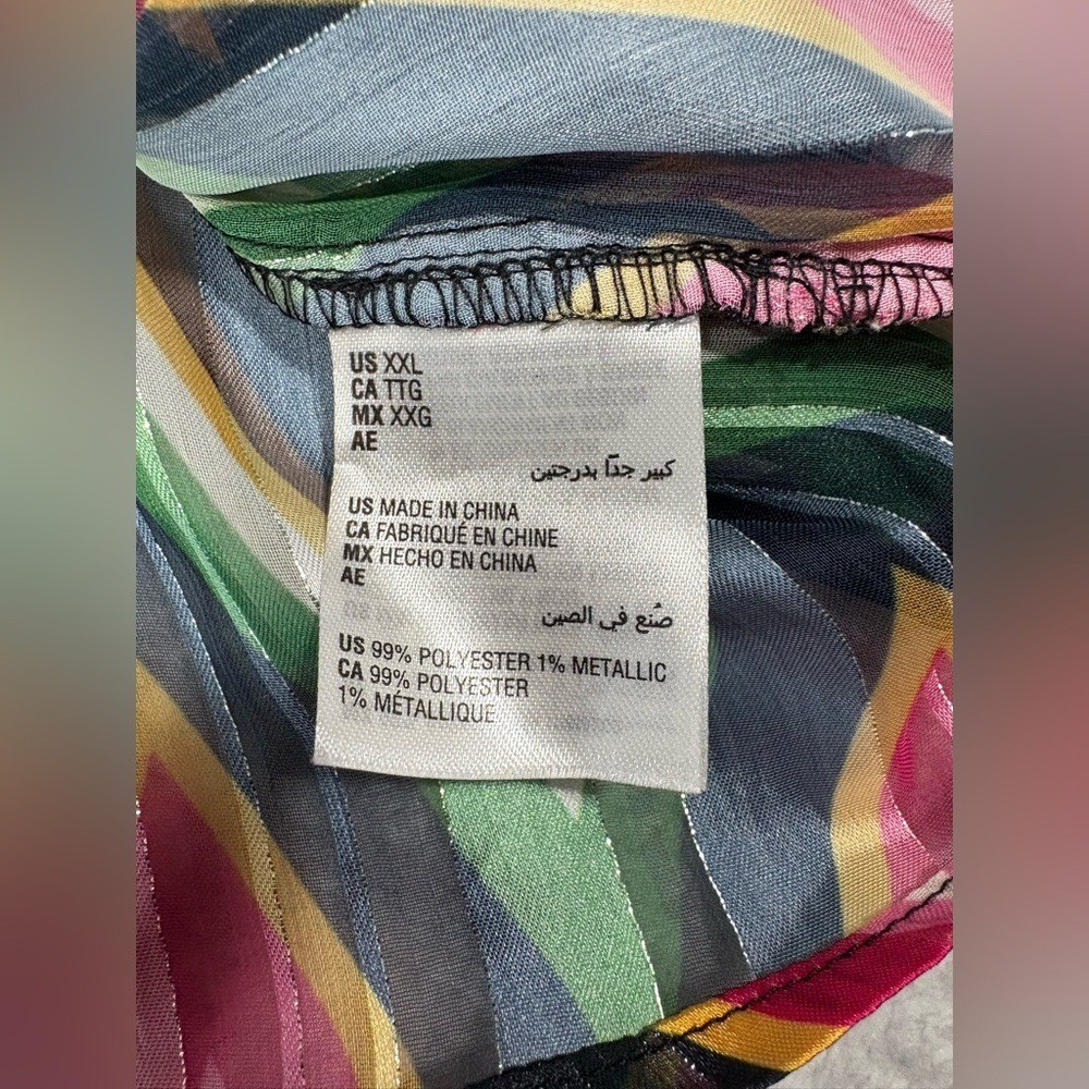 (A4) I.N.C. International Concepts Sheer Chevron Wrap Blouse XXL Colorful Zigzag