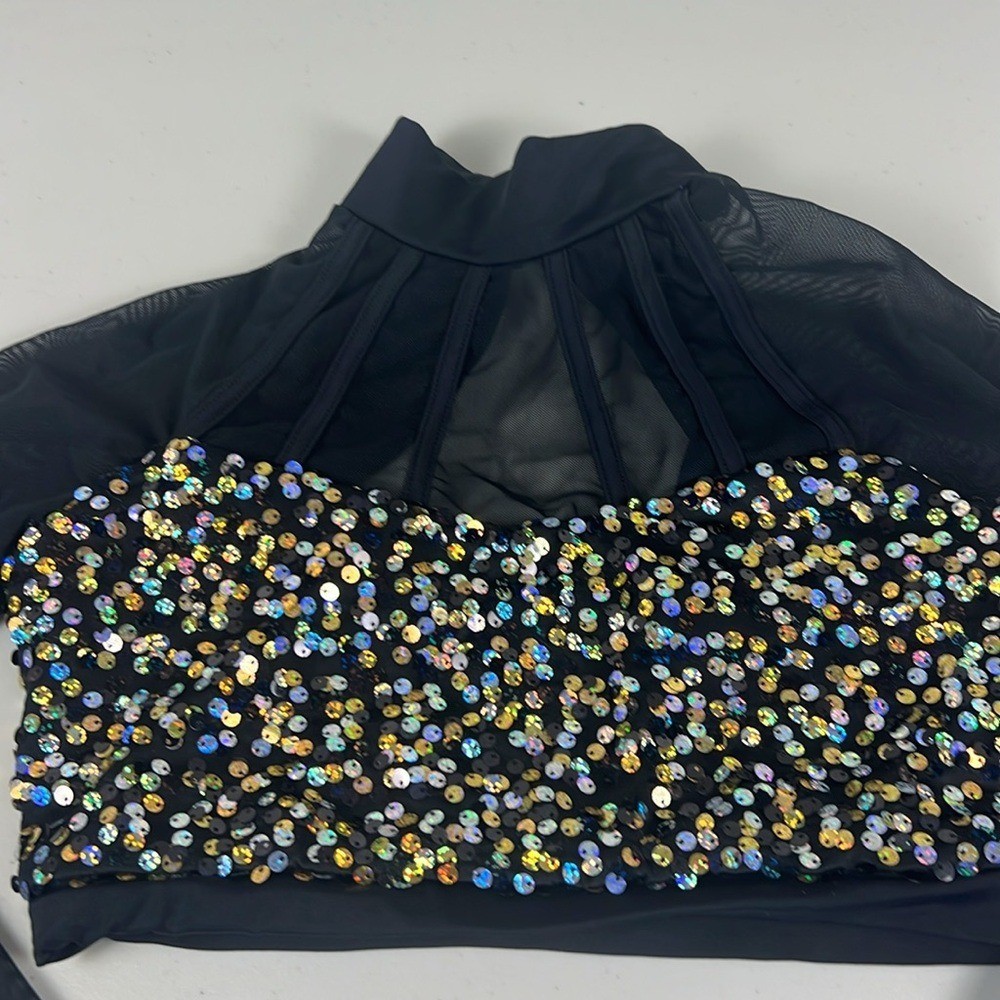 Balera Weissman Dance Cage Strap Sequin Crop Top