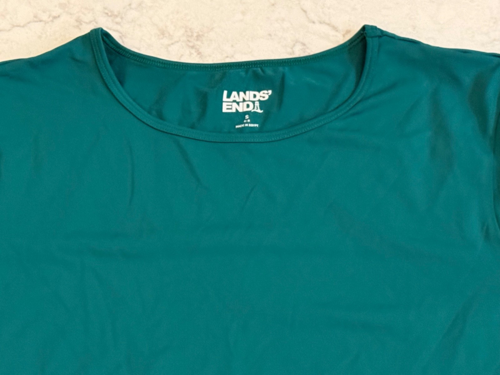 Lands End Moisture Wicking UPF 50+ Sun T-Shirt Short Sleeve Green Small 6-8
